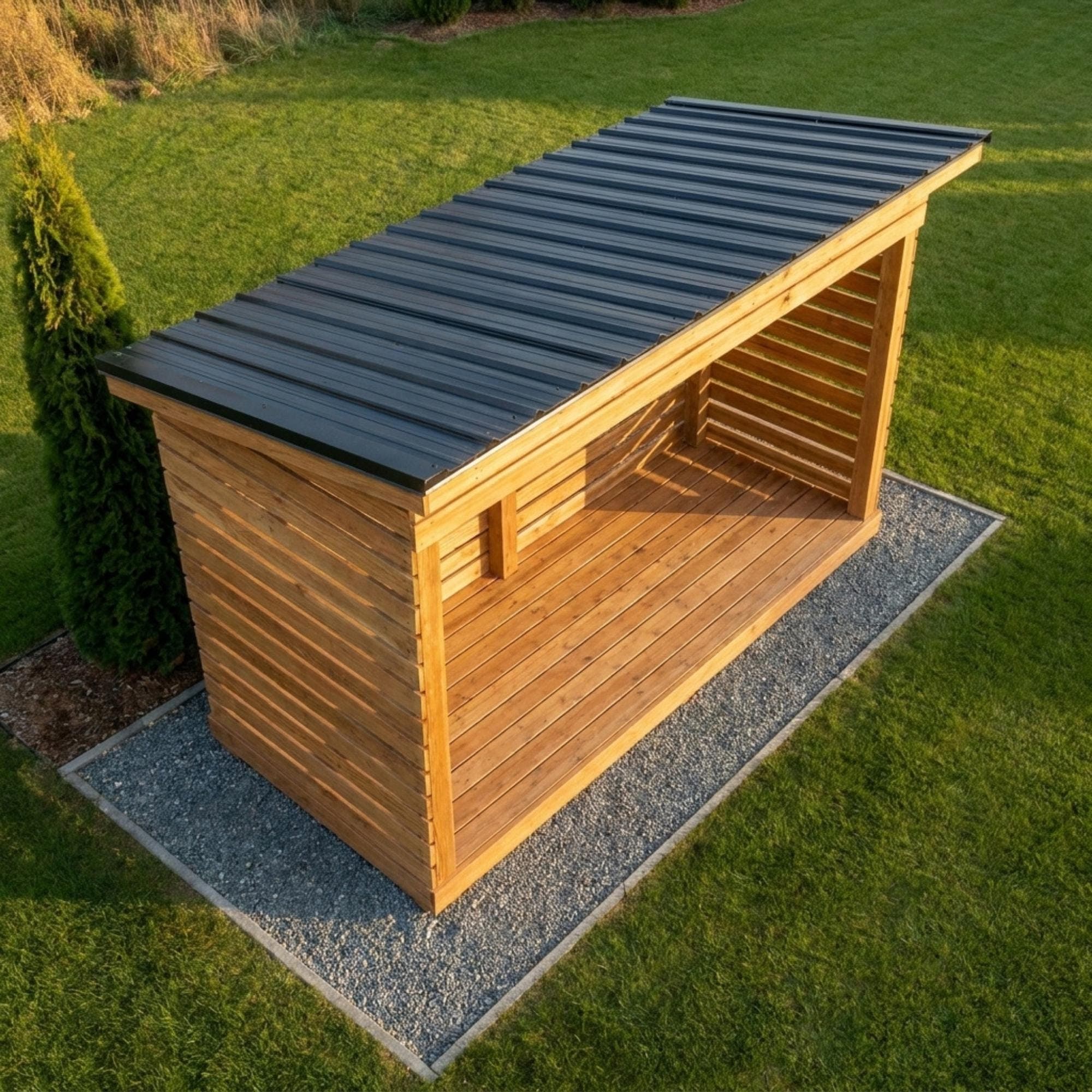 4x10 Firewood Shed DIY Plans PDF | Wood Storage Rack Blueprint | Large Dry Wood Shelter - view 4