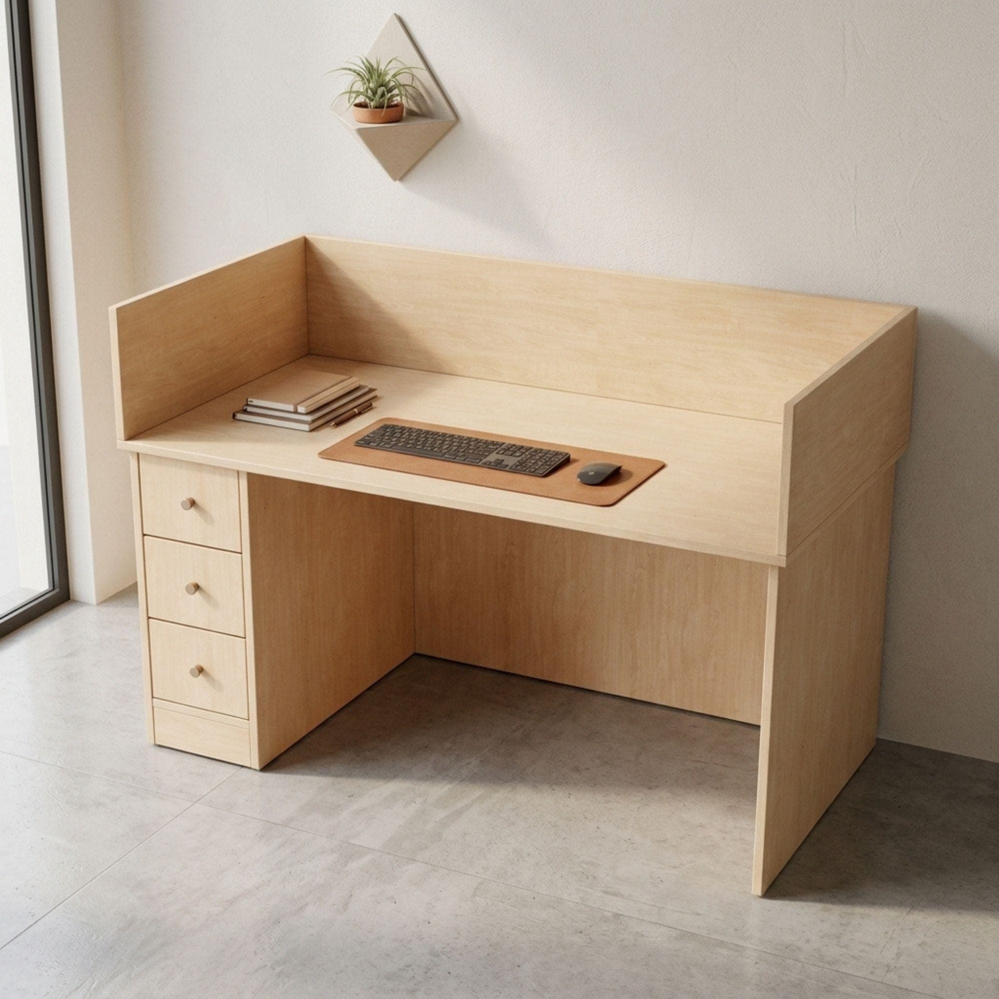 DIY Work Table Plans PDF | Modern Computer Desk with Drawers Blueprint | Home Office Study Table | Plywood Woodworking Desk Plan - view 5