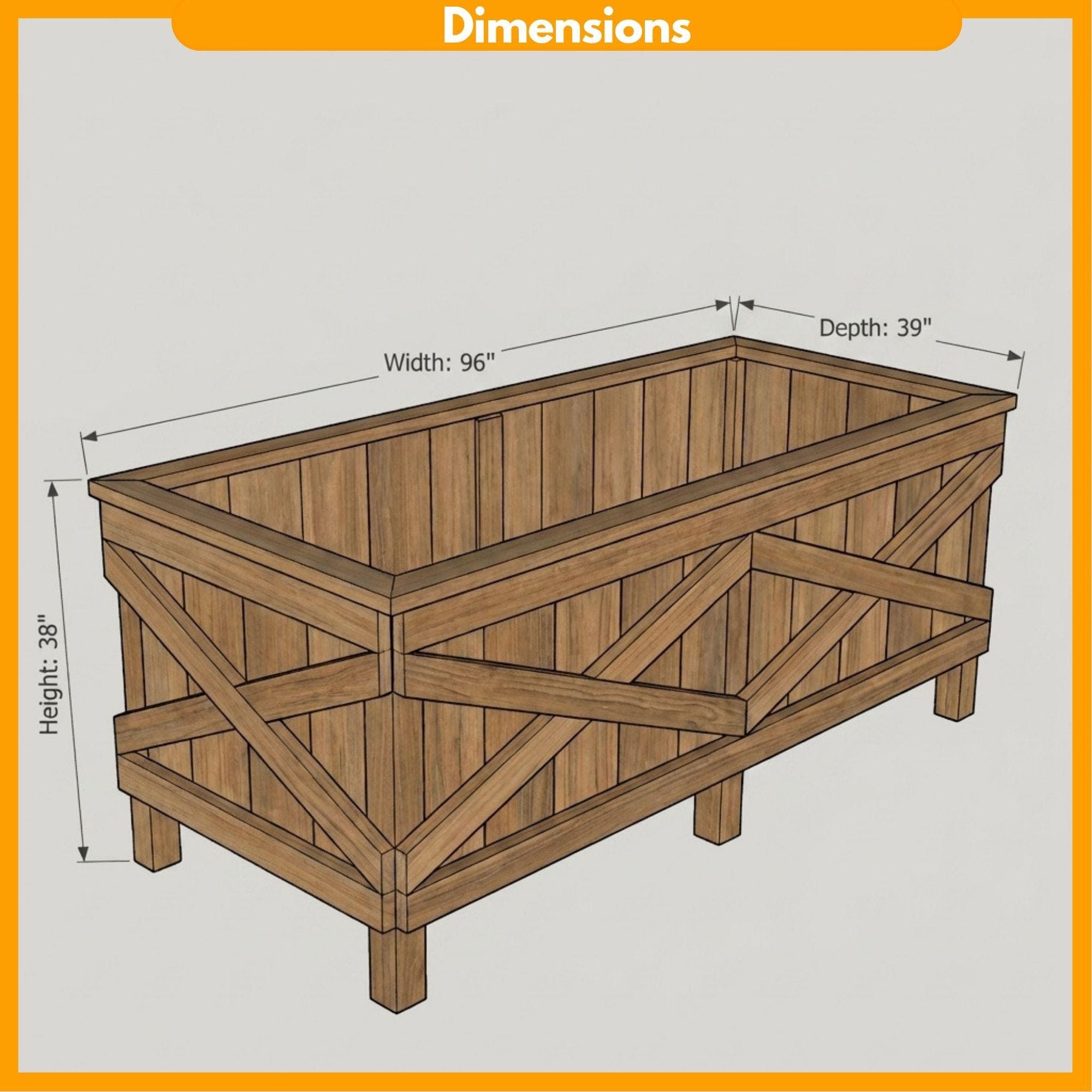 DIY Raised Planter Bed Plans PDF | Wooden Elevated Garden Box Blueprint | Rustic Barn Door Planter | Vegetable Garden Bed Woodworking - view 2