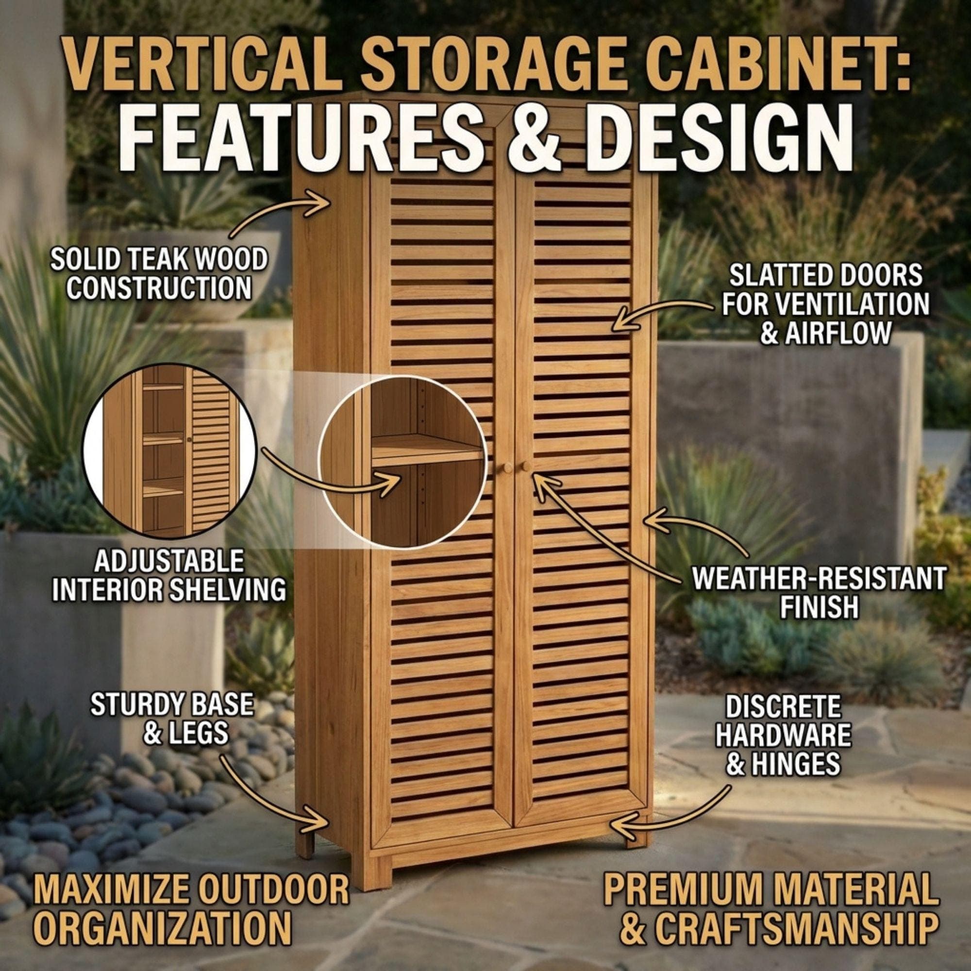 DIY Outdoor Storage Cabinet Plans | Tall Outdoor Shed Blueprint | Garden Tool Closet PDF - view 7