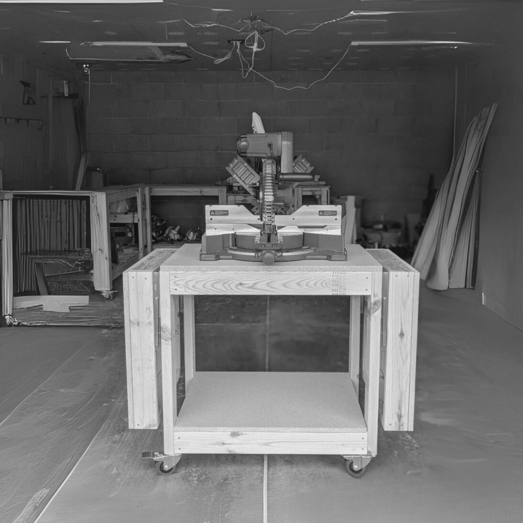 Mobile Miter Saw Station Plans: Flip Top Workbench with Wood Storage (PDF) - view 3