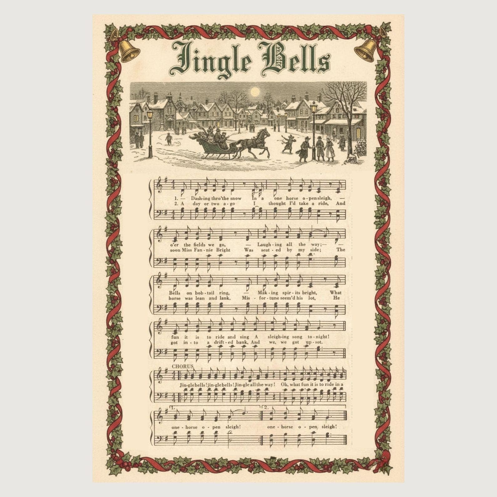 Vintage Christmas Carol Sheet Music Prints, Set of 5 (Digital Download) - view 7