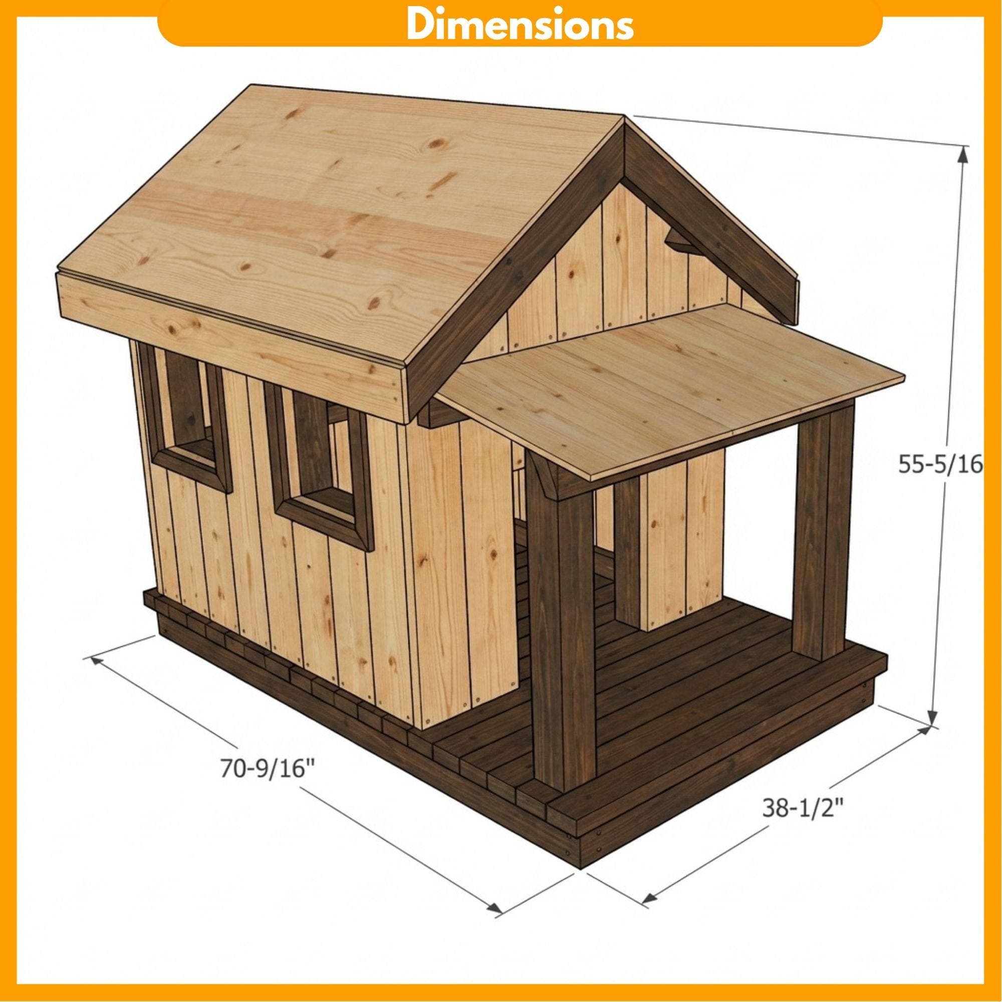 DIY Dog House with Porch Plans PDF | Large Wooden Pet Cabin Blueprint | Outdoor Dog Kennel Build | Covered Deck Pet Shelter - view 2
