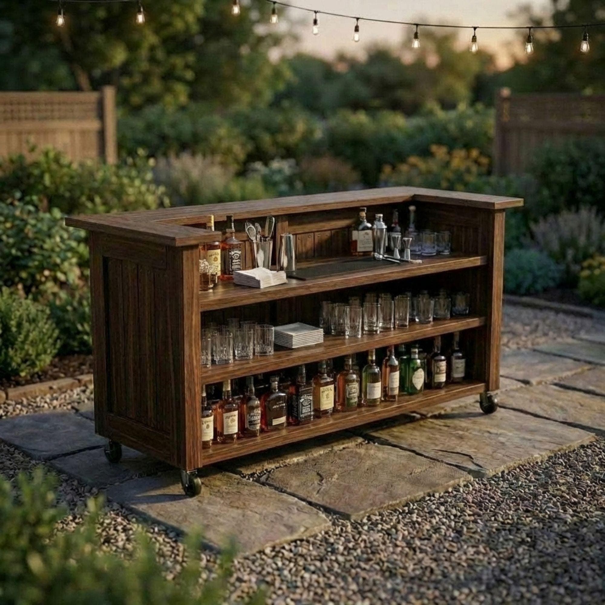 DIY Outdoor Bar Plans | Slatted Wood Mobile Bar Blueprint (PDF Download) - view 5