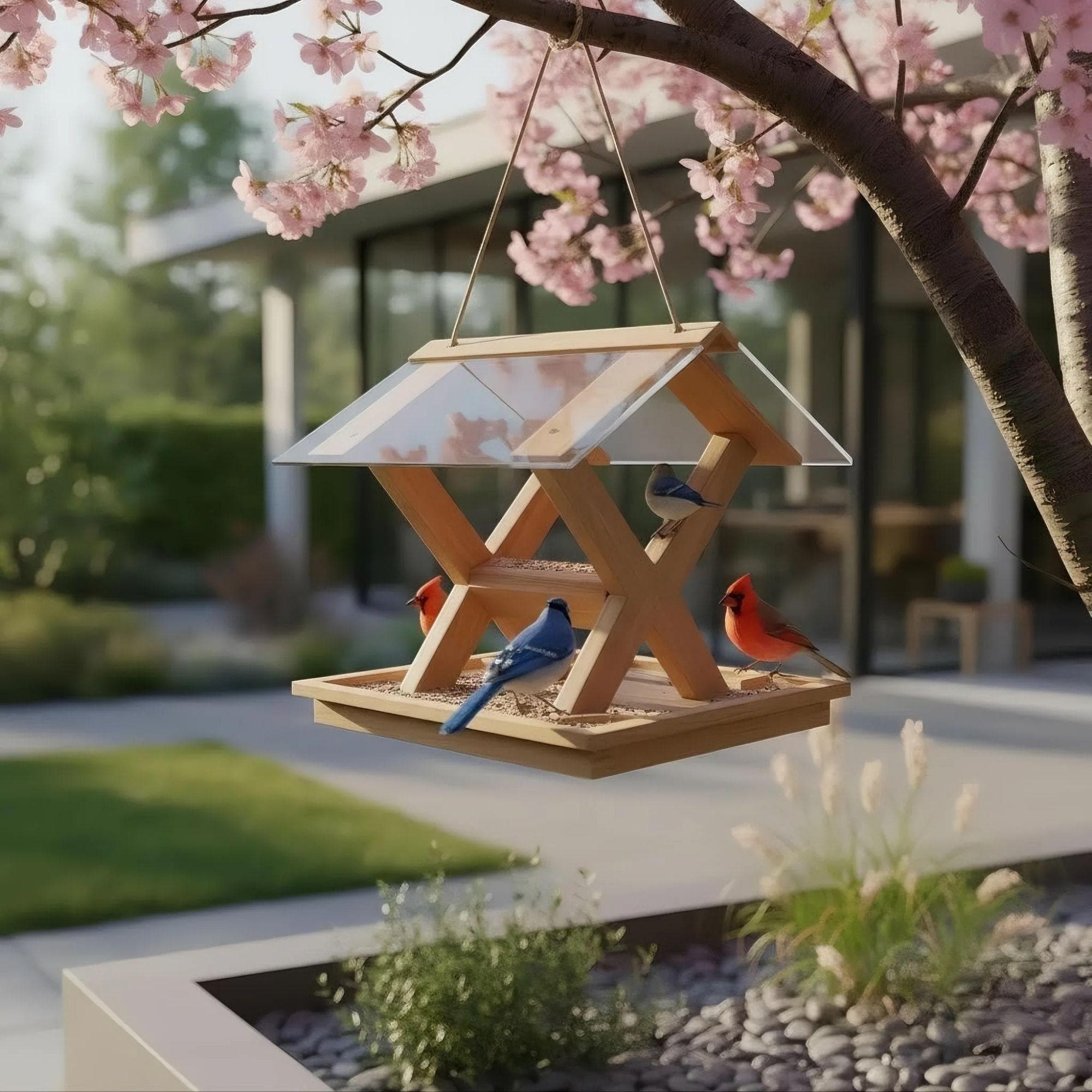 Modern Bird Feeder Plans | Hanging X-Frame Design (PDF) - view 6