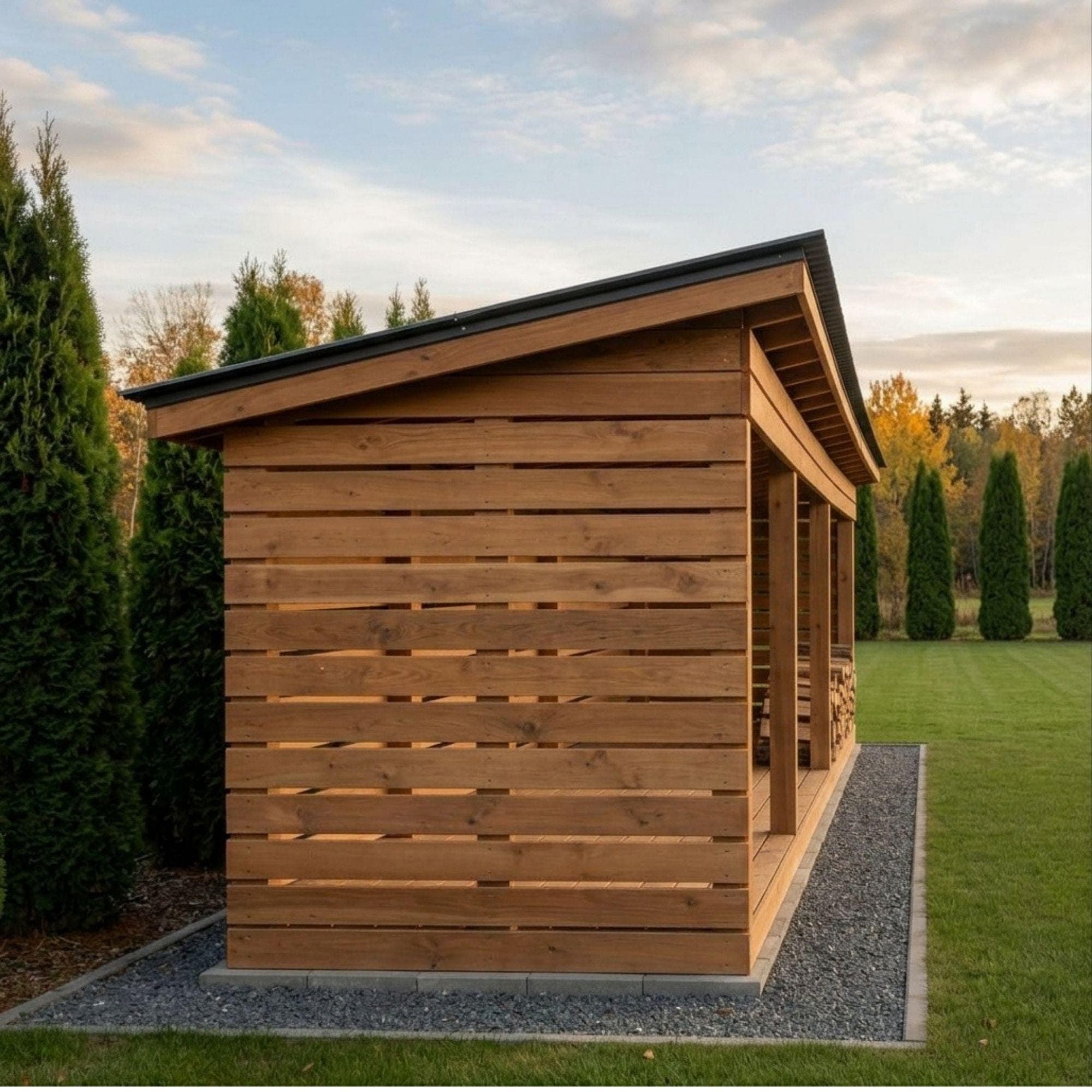 4x16 Firewood Shed DIY Plans PDF | 3 Cord Wood Storage Rack Blueprint | Large Dry Wood Shelter - view 5