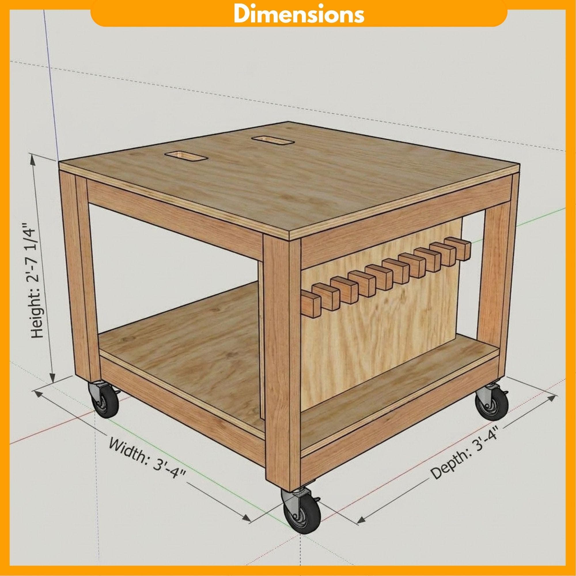 DIY Mobile Jigsaw Station Plans PDF | Rolling Workbench Tool Cart Blueprint | Woodworking Shop Cart | Portable Power Tool Stand - view 2