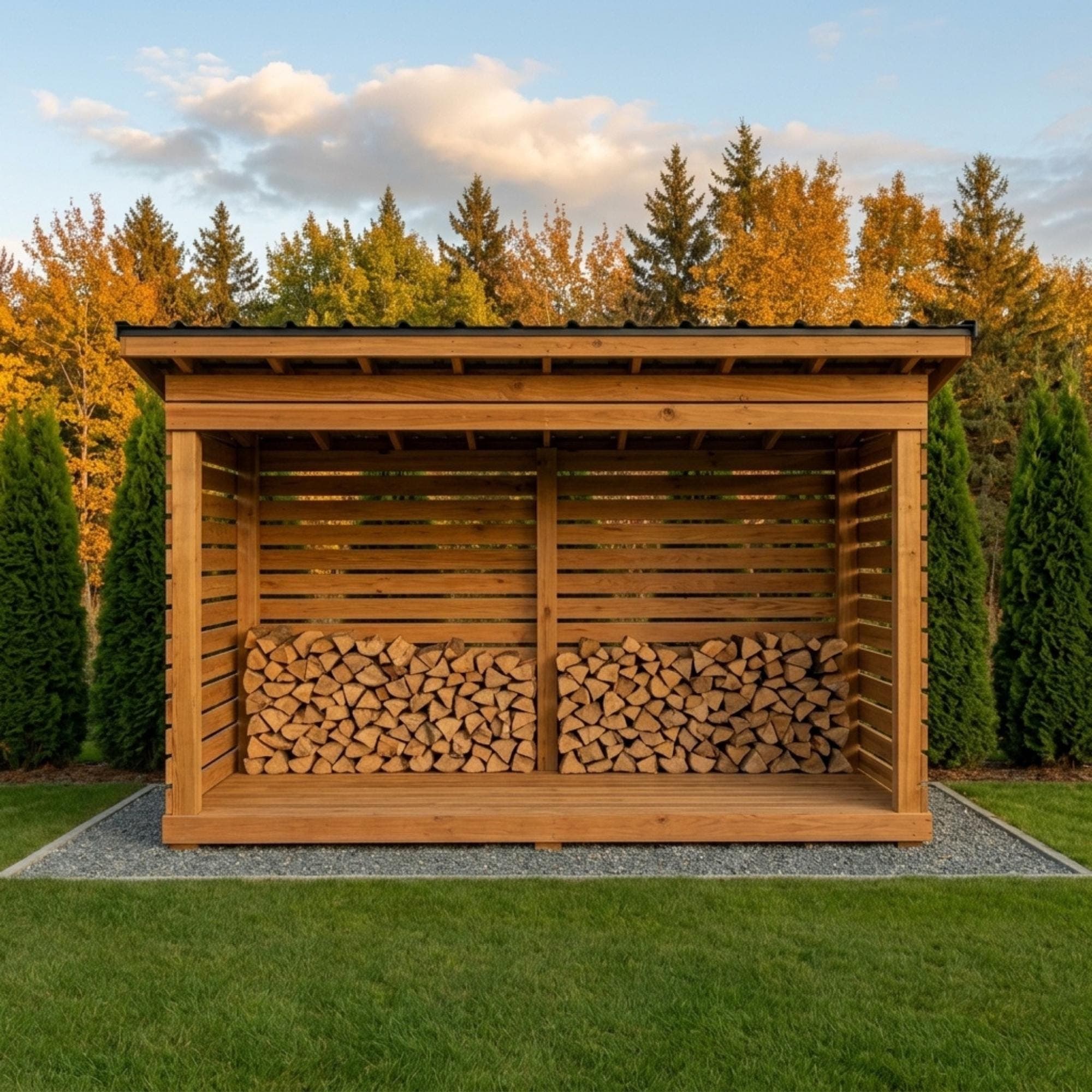 4x10 Firewood Shed DIY Plans PDF | Wood Storage Rack Blueprint | Large Dry Wood Shelter - view 3