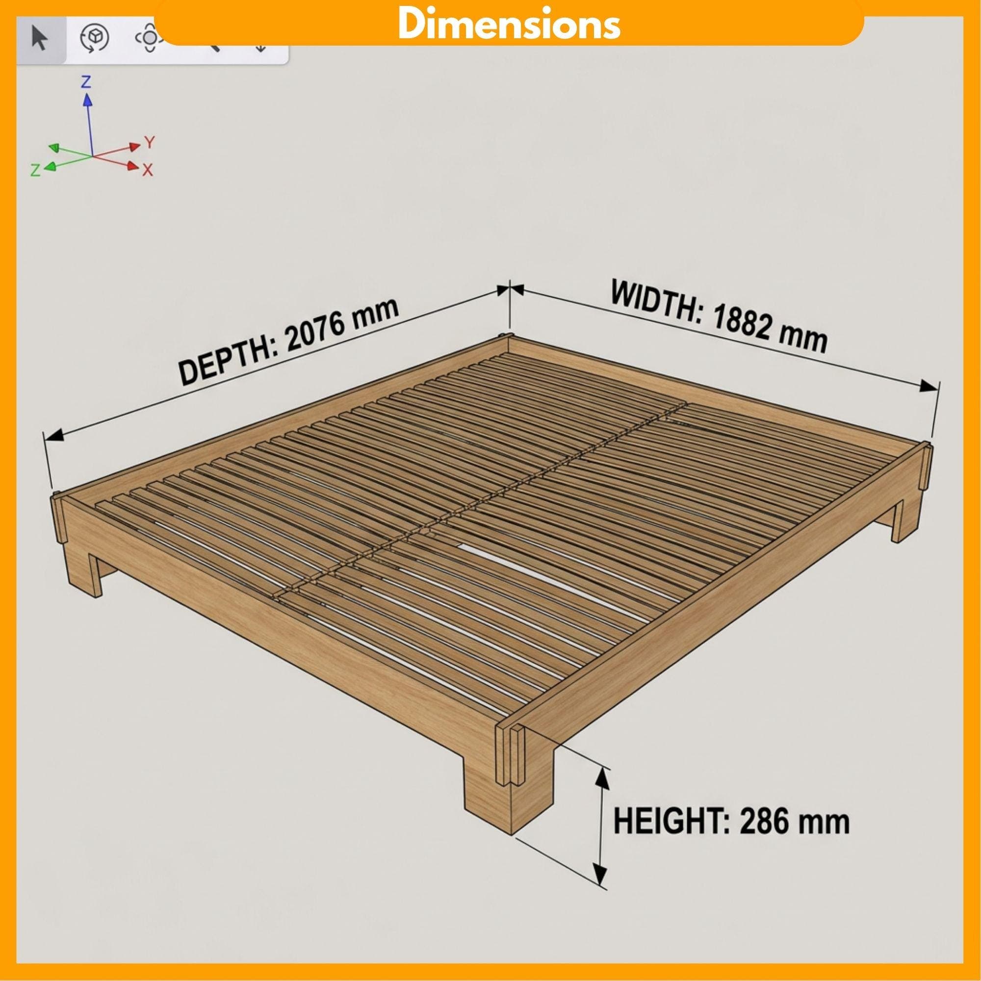 DIY Platform Bed Plans | Wooden Bed Frame Blueprint | Modern Low Profile Bed Design PDF - view 2