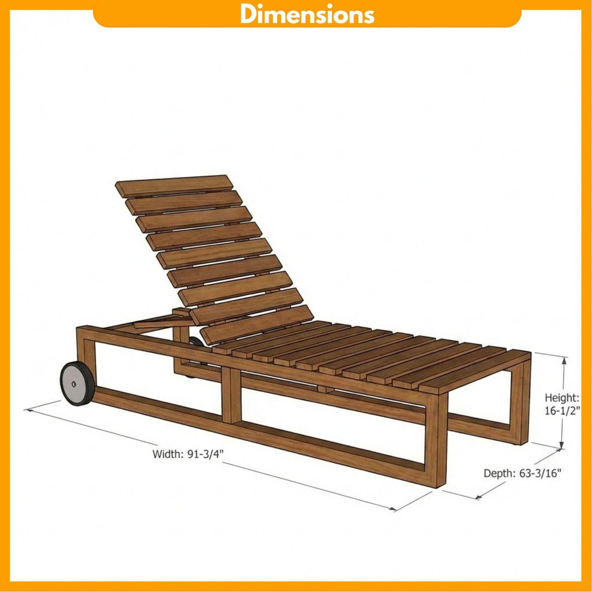 DIY Outdoor Chaise Lounge Plans, Adjustable Wood Lounger Blueprint (PDF Download) - view 2
