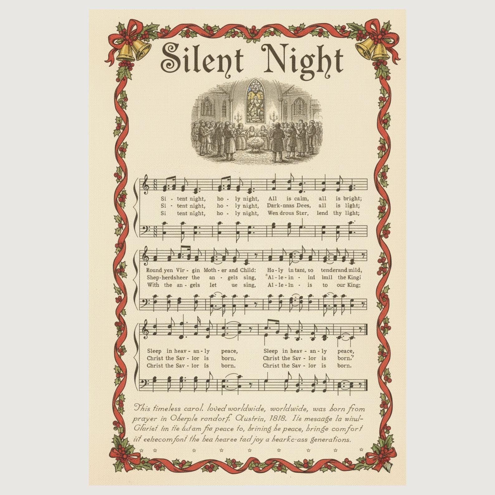 Vintage Christmas Carol Sheet Music Prints, Set of 5 (Digital Download) - view 4
