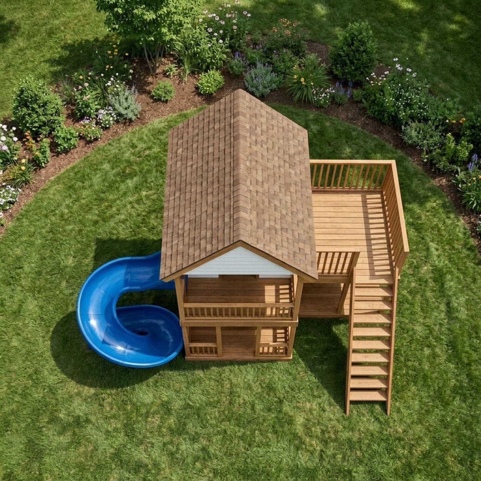 DIY 2-Story Playhouse Plans | Kids Elevated Backyard Fort Blueprint (PDF Download) - view 4