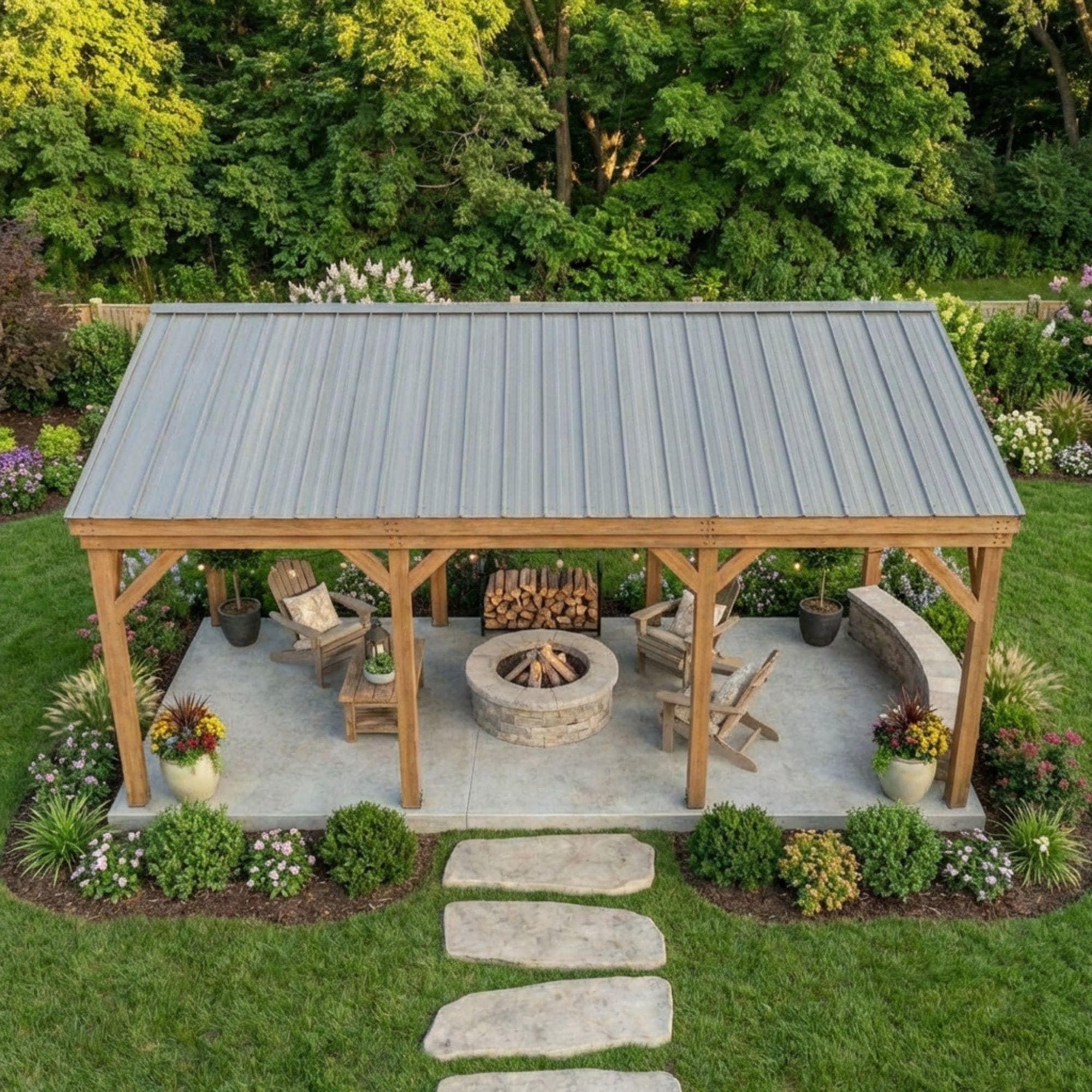Lean To Carport DIY Plans | Gazebo Plans | Open Pavilion for Backyard & Patio | Attached Patio Roof Plan PDF | Custom Carports Woodworking - view 5