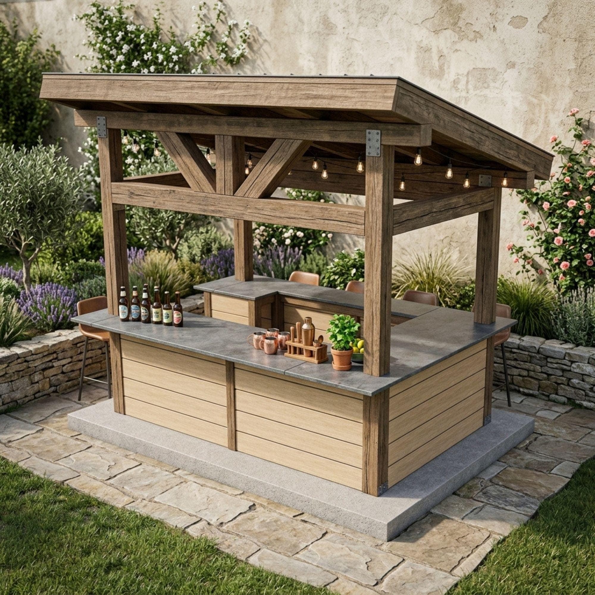 DIY Outdoor Kitchen Plans PDF | Backyard Bar Blueprint | Pergola with Bar Underneath | Back Yard BBQ Shack Build | Outside Bar Woodworking - view 6