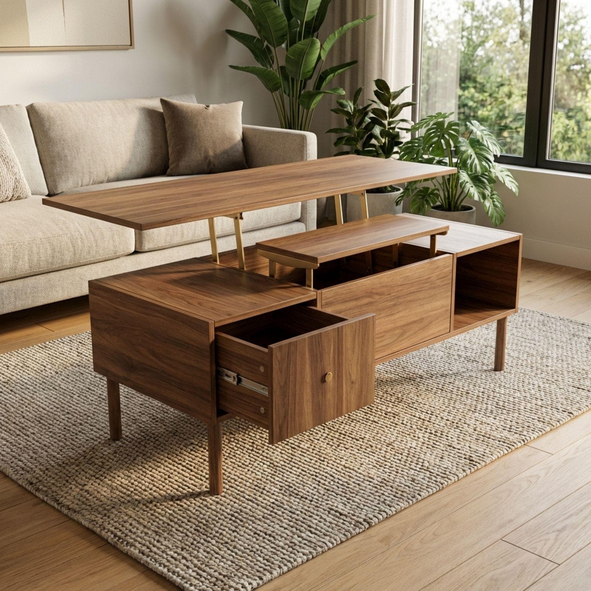DIY Lift Top Coffee Table Plans | Mid-Century Modern Storage Blueprint (Digital Download) - view 4