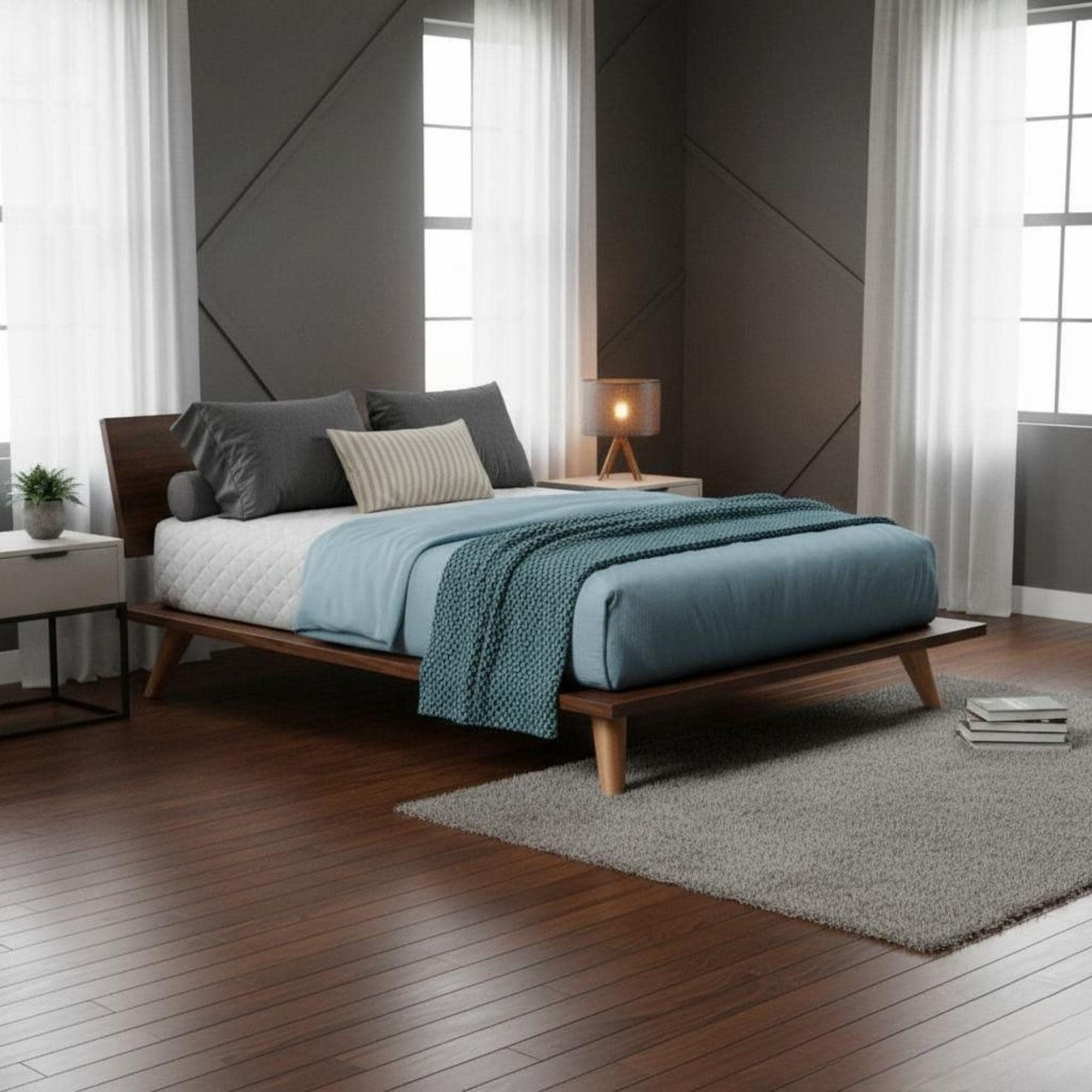 King Size Floating Bed Frame Plans | DIY Rustic Wood Design (PDF) - view 2