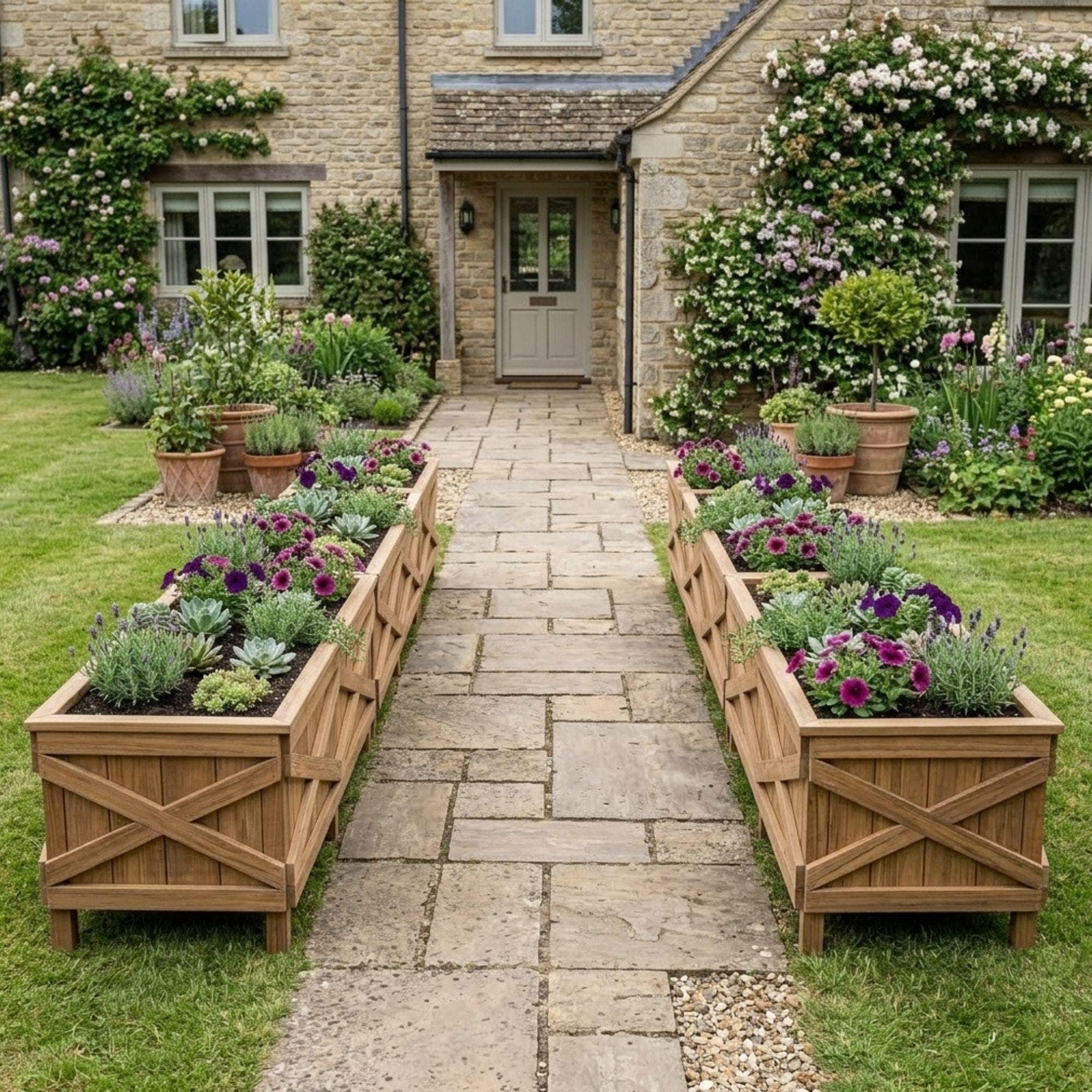 DIY Raised Planter Bed Plans PDF | Wooden Elevated Garden Box Blueprint | Rustic Barn Door Planter | Vegetable Garden Bed Woodworking - view 3