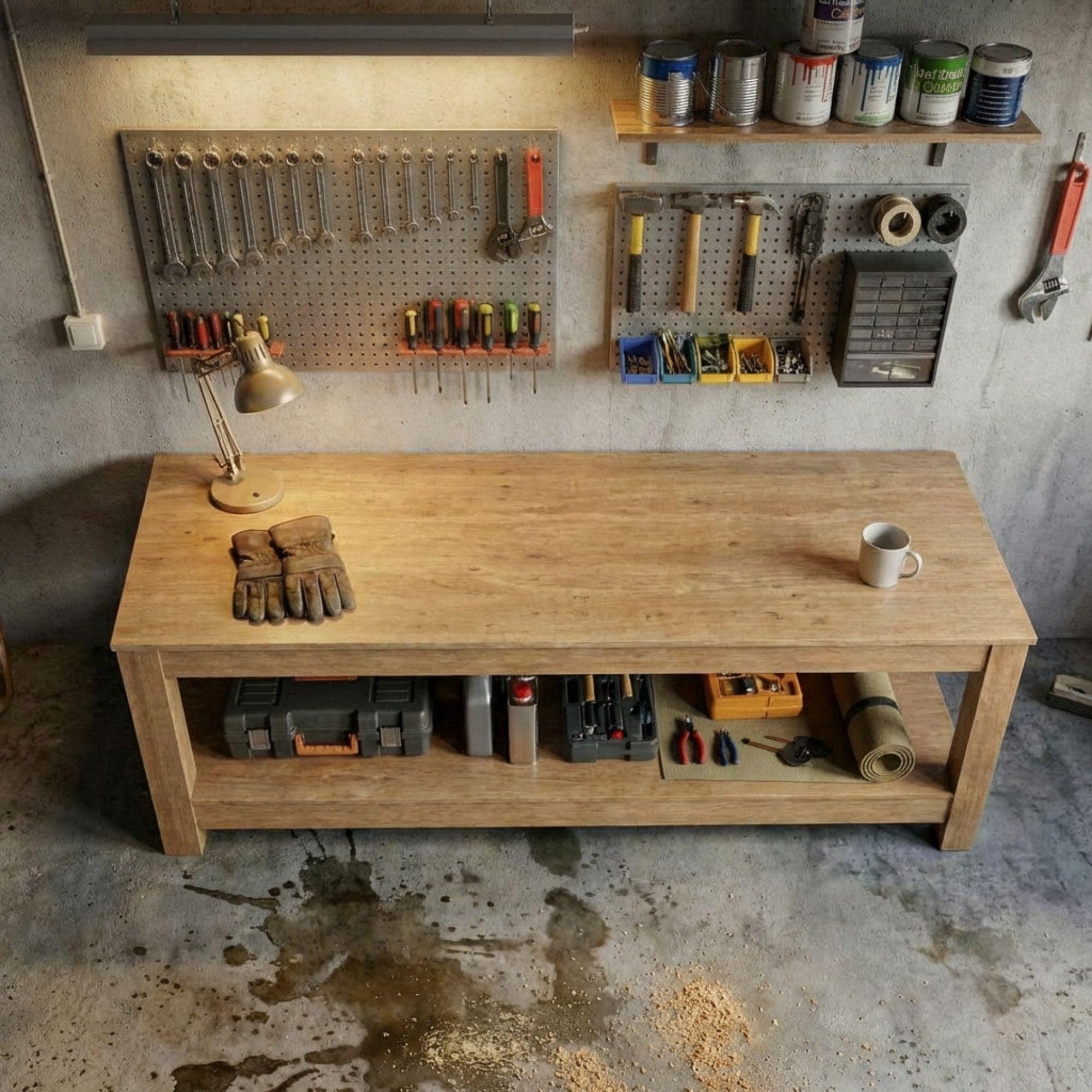 DIY Farmhouse Bench Plans | Entryway Shoe Storage Blueprint (PDF Download) - view 6