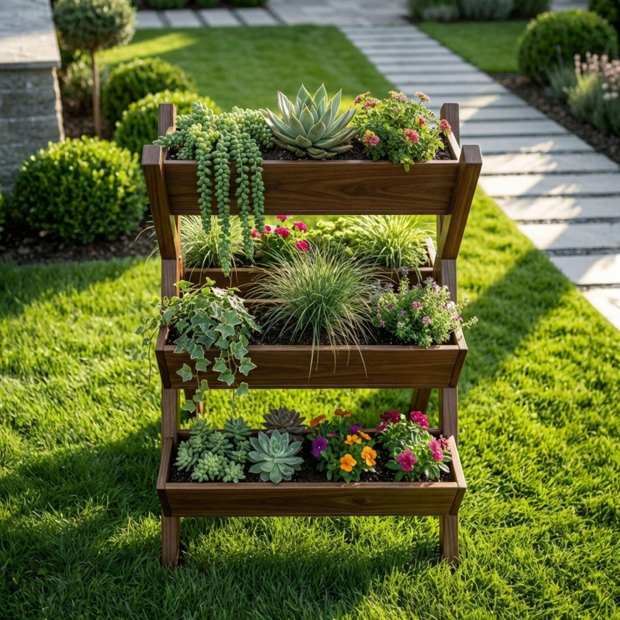 Tiered Flower Box Woodworking Plans | Vertical Garden Planter Stand Blueprint (Digital Download) - view 6
