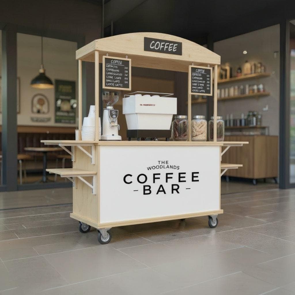 Coffee Cart Plans | Portable Espresso Bar Blueprint | DIY Collapsible Mobile Coffee, Drink Vendor Cart Design - view 2