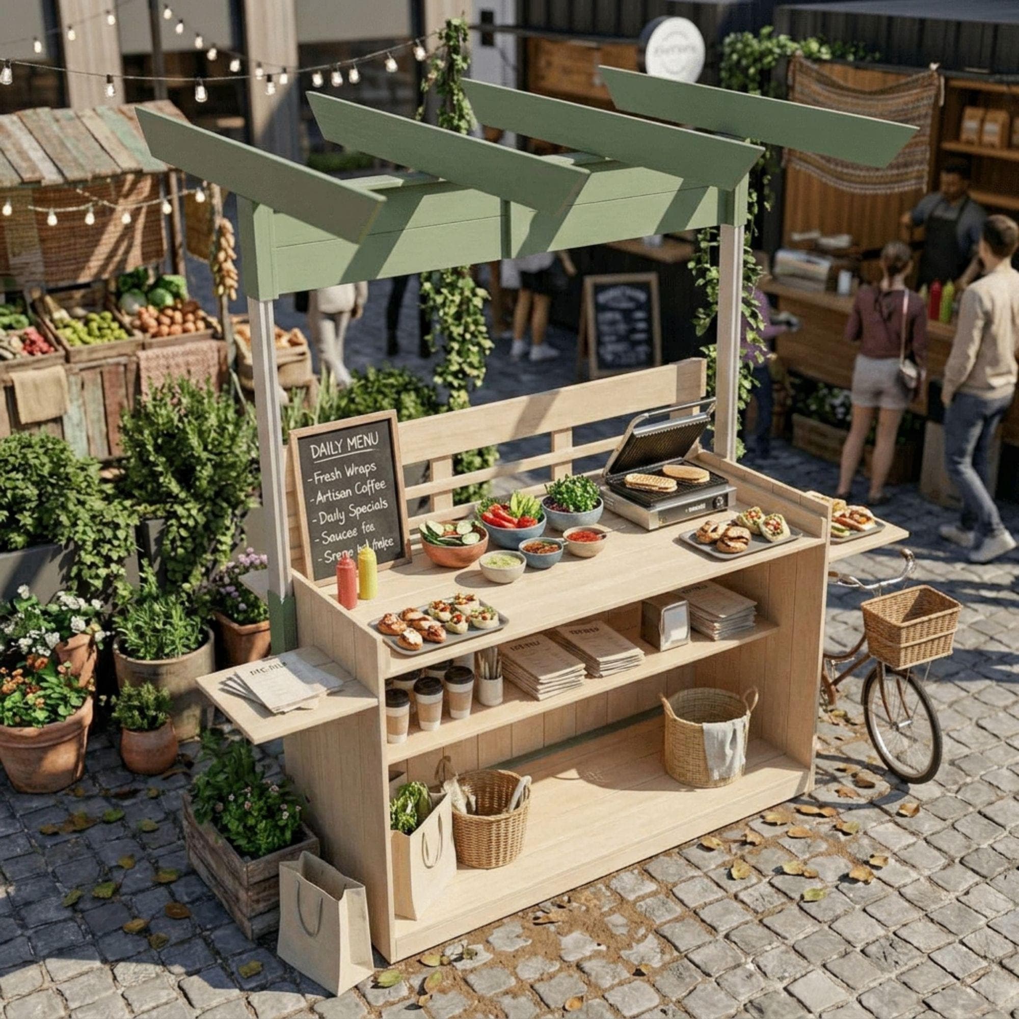 DIY Collapsible Food Cart Plan | Foldable Mobile Coffee Cart Plan | Charcuterie Cart Plan | Vendor Snack Stand Plan | Pancake & Dessert Cart - view 4