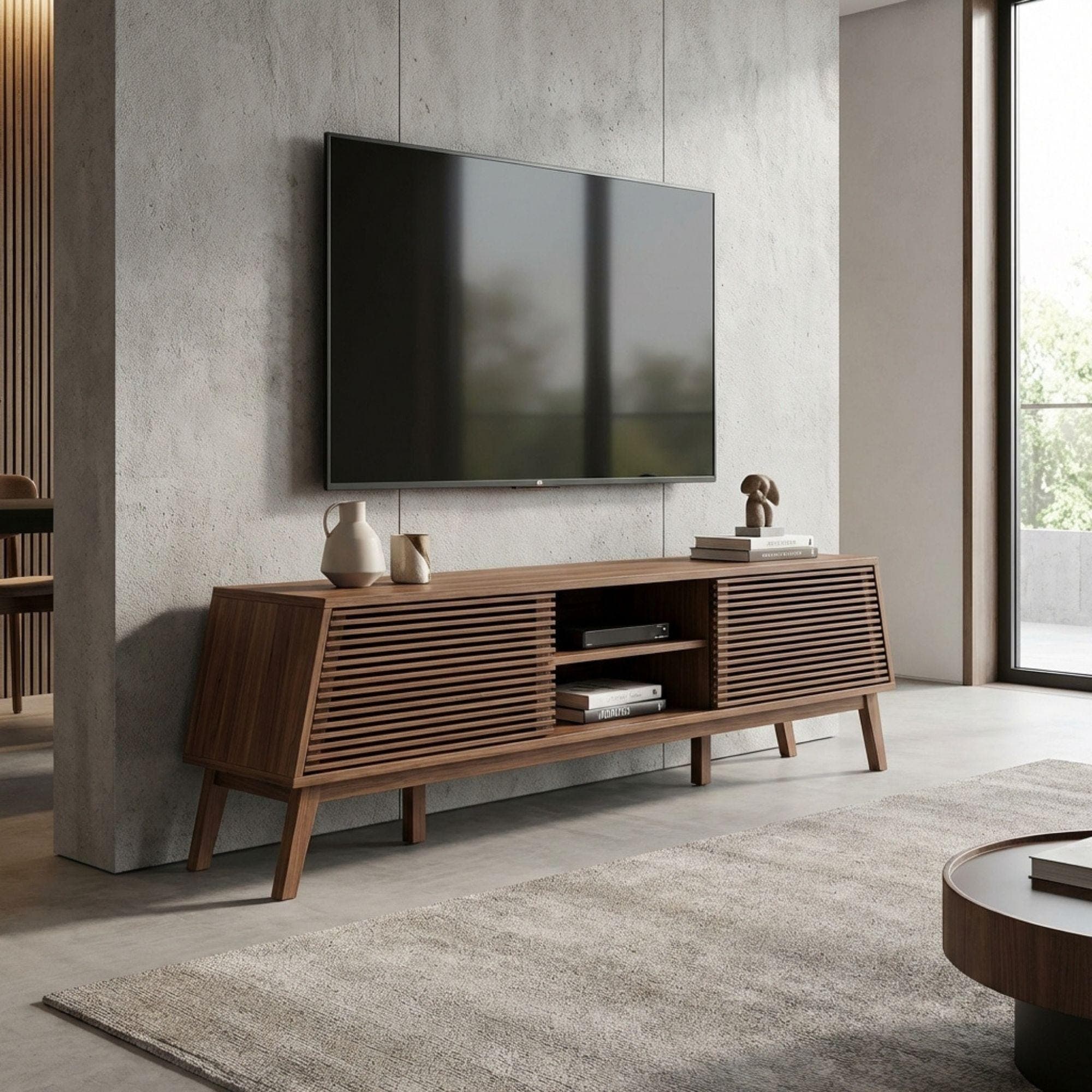 Mid Century Modern TV Console Plans | Slatted Doors Woodworking PDF - view 6