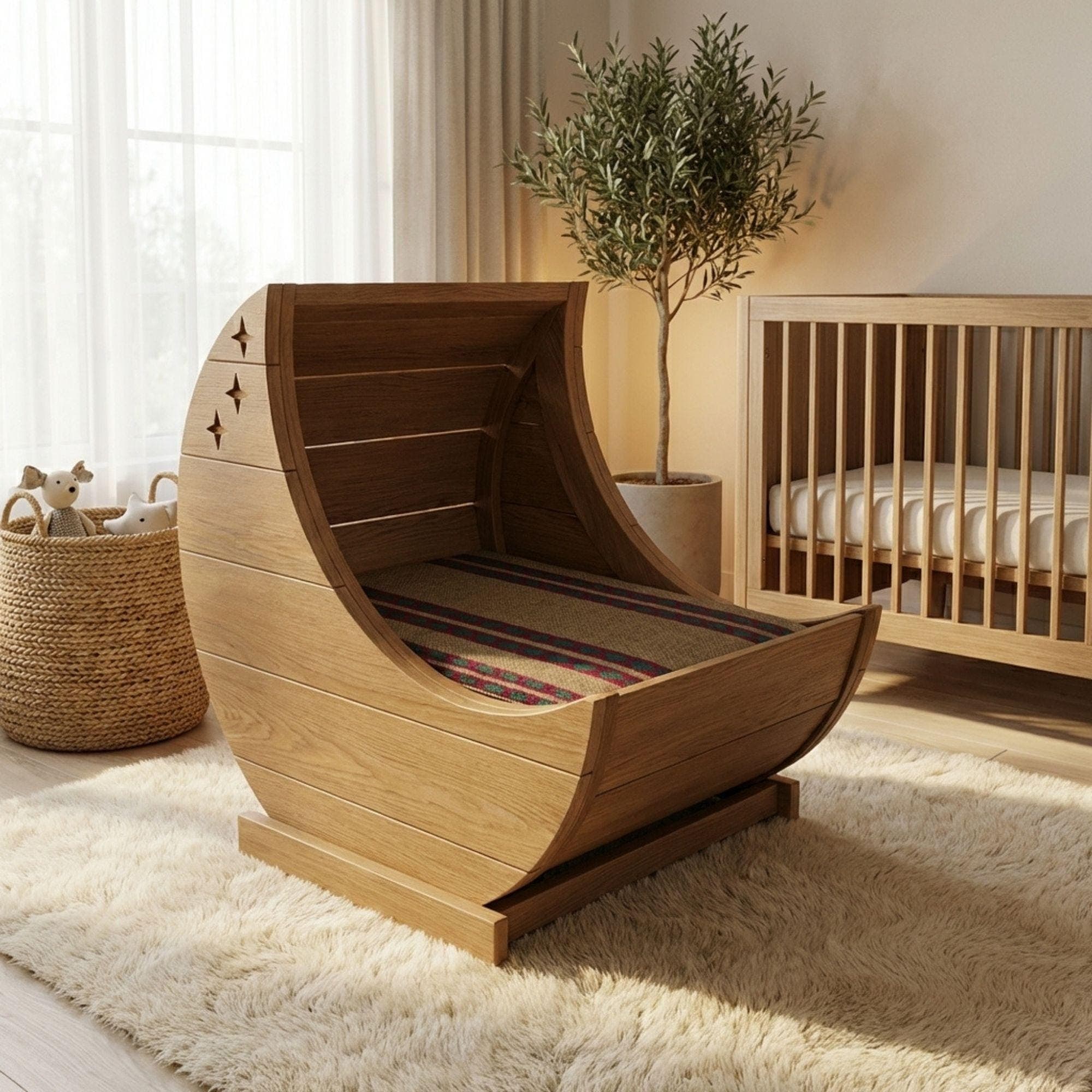 DIY Wooden Pet Bed Plans PDF | Moon Shaped Cat & Dog Bed Blueprint | Baby Cradle Wood Plan | Custom Wooden Pet Furniture - view 6