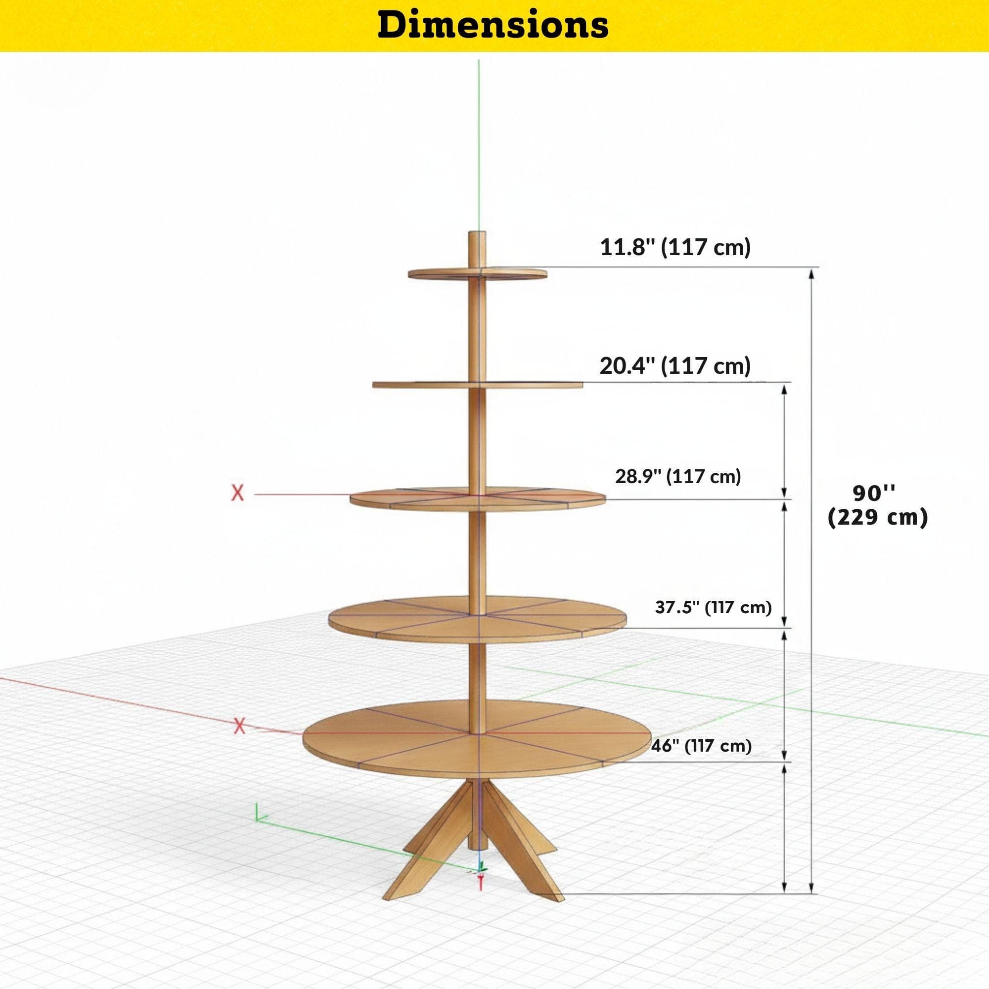 Christmas Village Tree Stand Plans | DIY Tiered Display Shelf Instructions | Wooden Miniature Village Platform | Woodworking Pattern - view 8