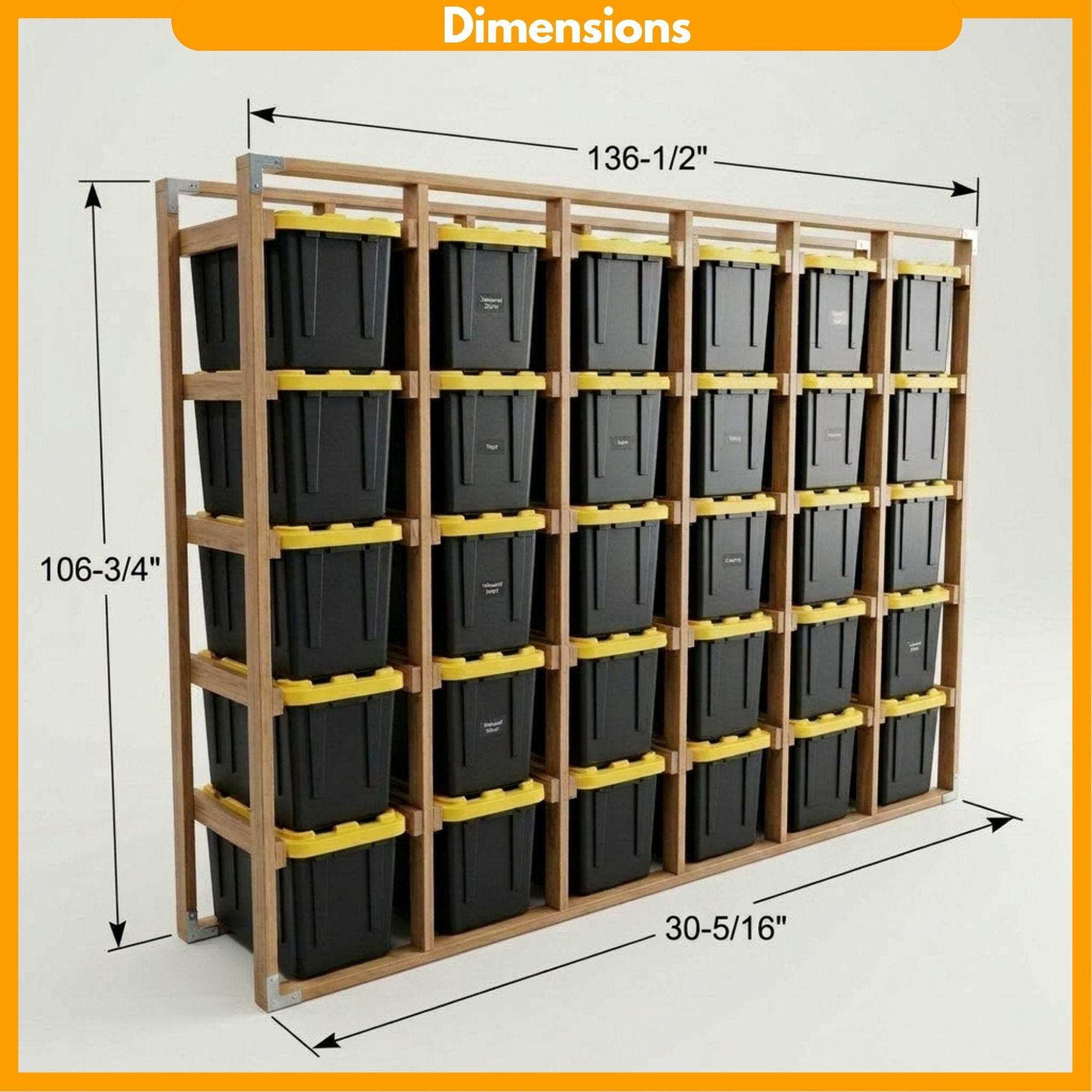 DIY 27 Gallon Tote Storage Rack Plans PDF | Mega Garage Organizer for 30 Totes | Extra Large Bin Storage Blueprint - view 2