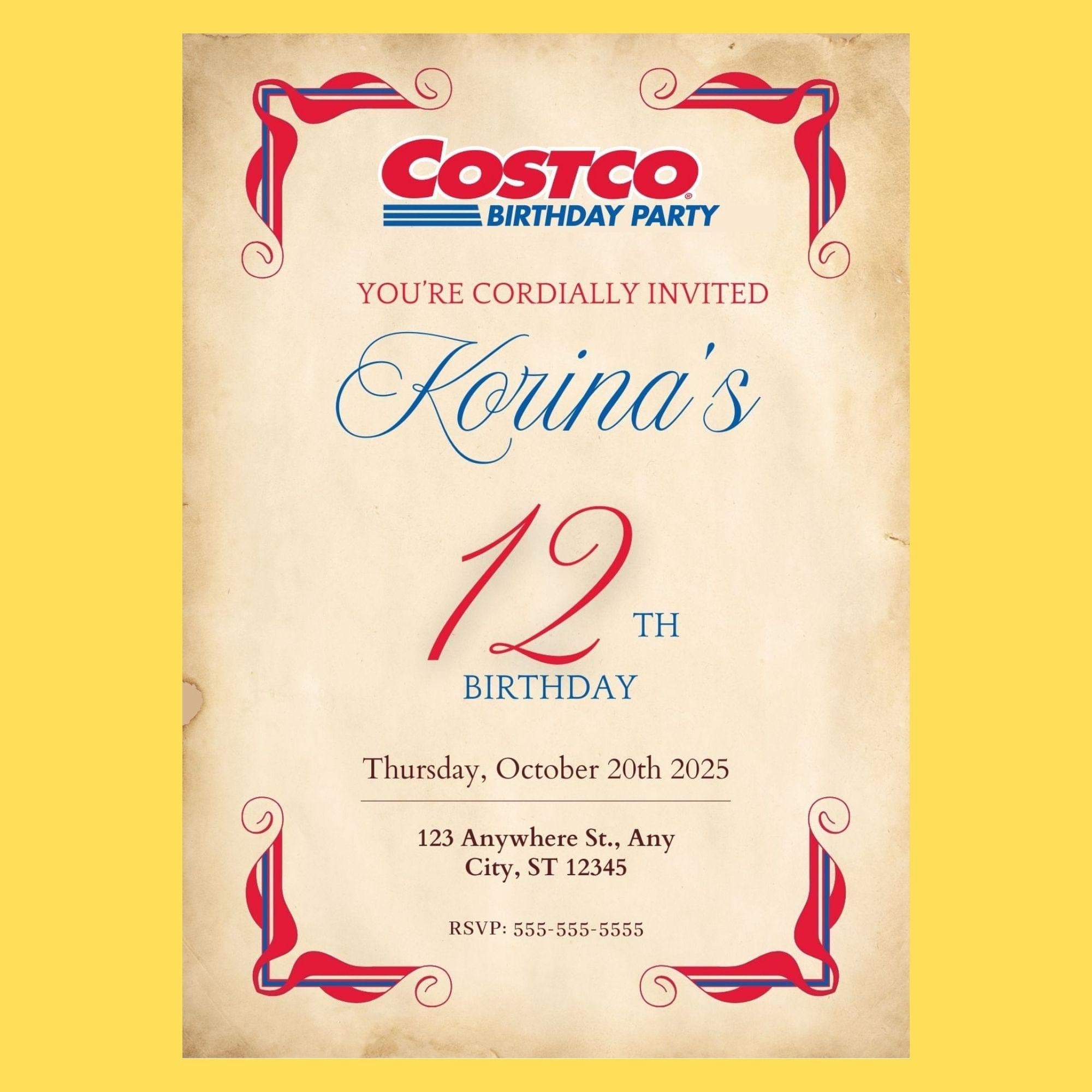 Costco Birthday Party Invitation Template | Editable Canva Invite (5x7 inches) - view 4