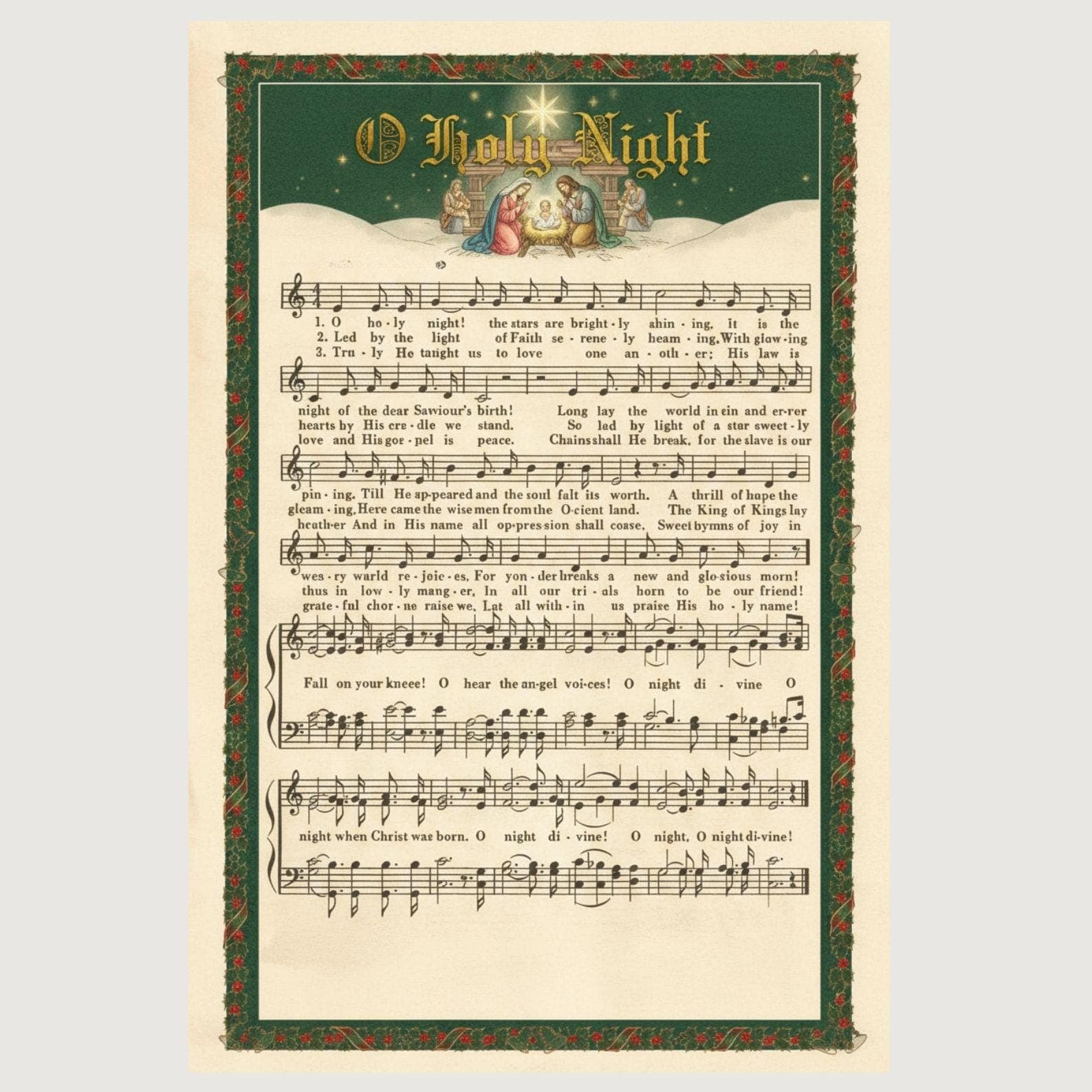 Vintage Christmas Carol Sheet Music Prints, Set of 5 (Digital Download) - view 9