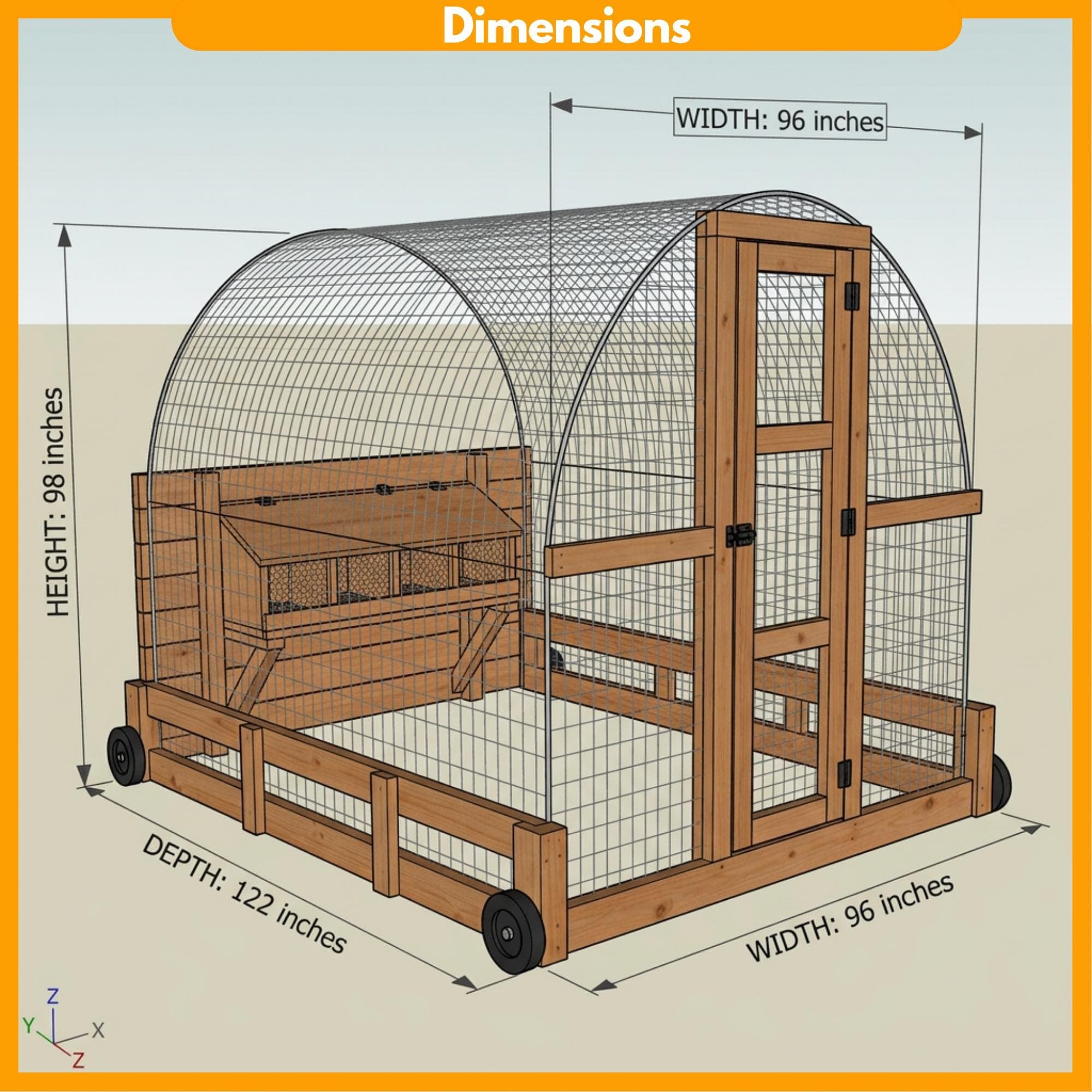 DIY Hoop Coop Chicken Tractor Plans PDF | Portable Poultry House on Wheels | Cattle Panel Mobile Coop Blueprint | Chicken Run Build Guide - view 2