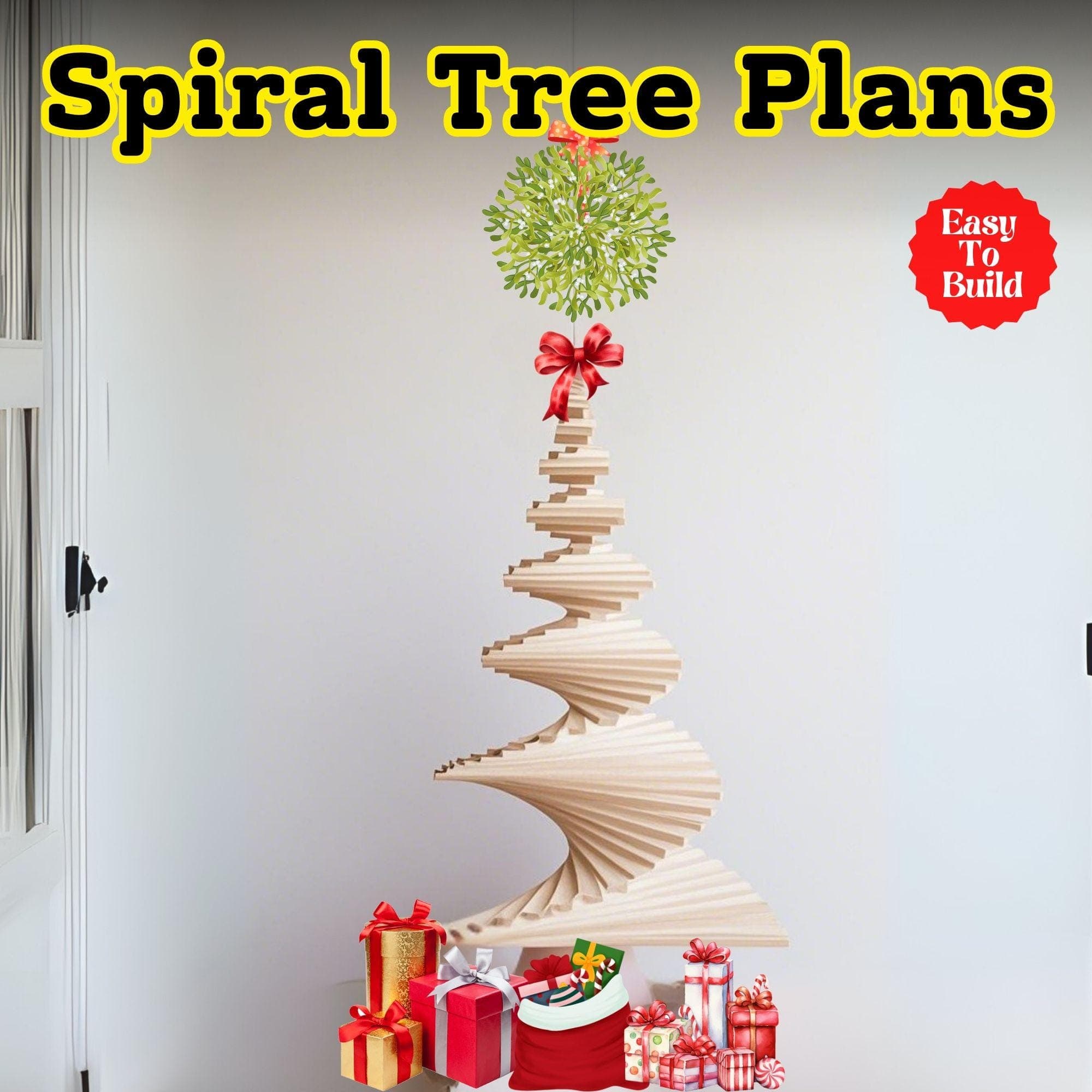 Spiral Wooden Christmas Tree plans | DIY Spiral Christmas Tree, One Board Spiral Tree, Build Plan | Landscape Tree Plan PDF Printable - view 2