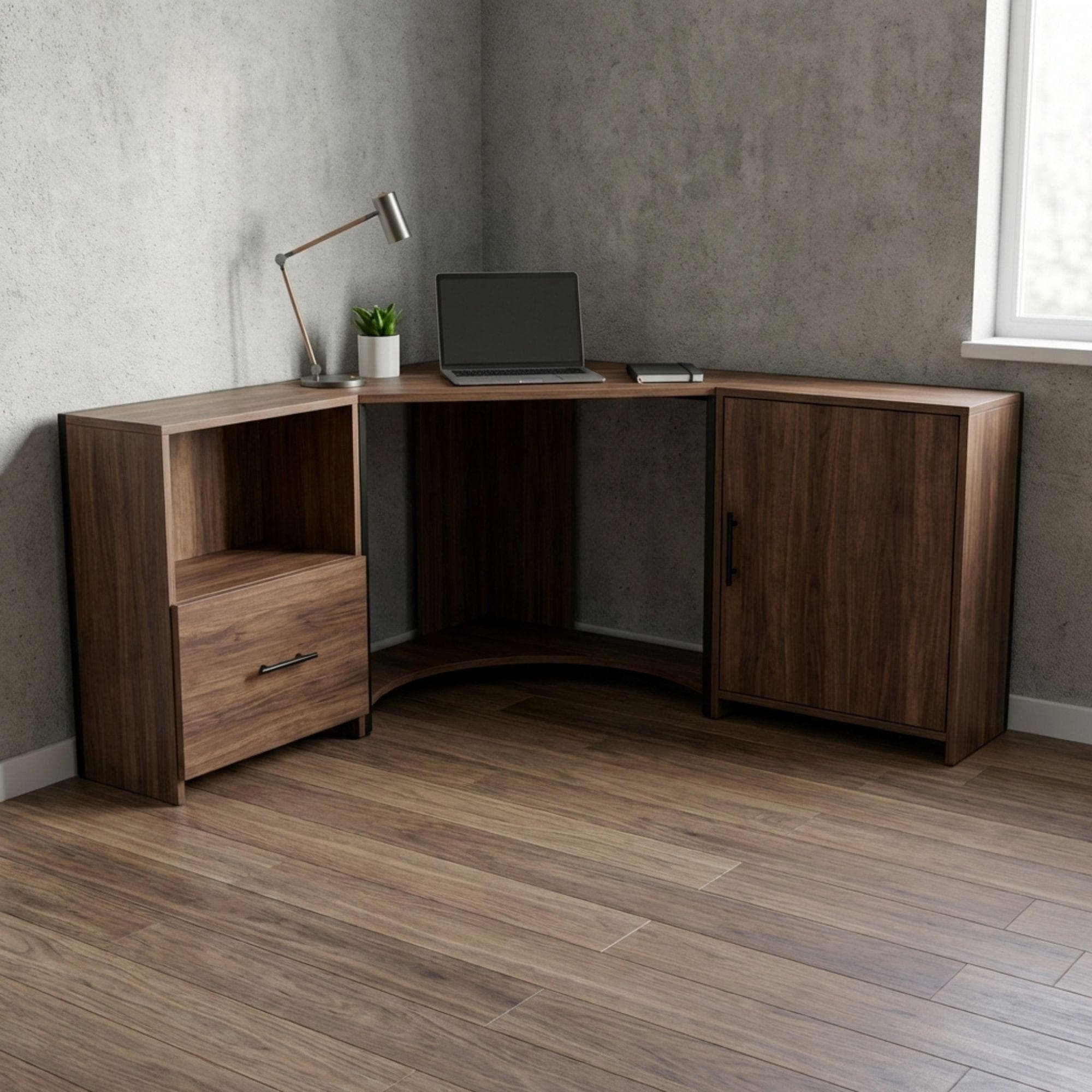 DIY L-Shaped Desk Plans | Corner Computer Build Guide With Drawers (Digital Download) - view 4