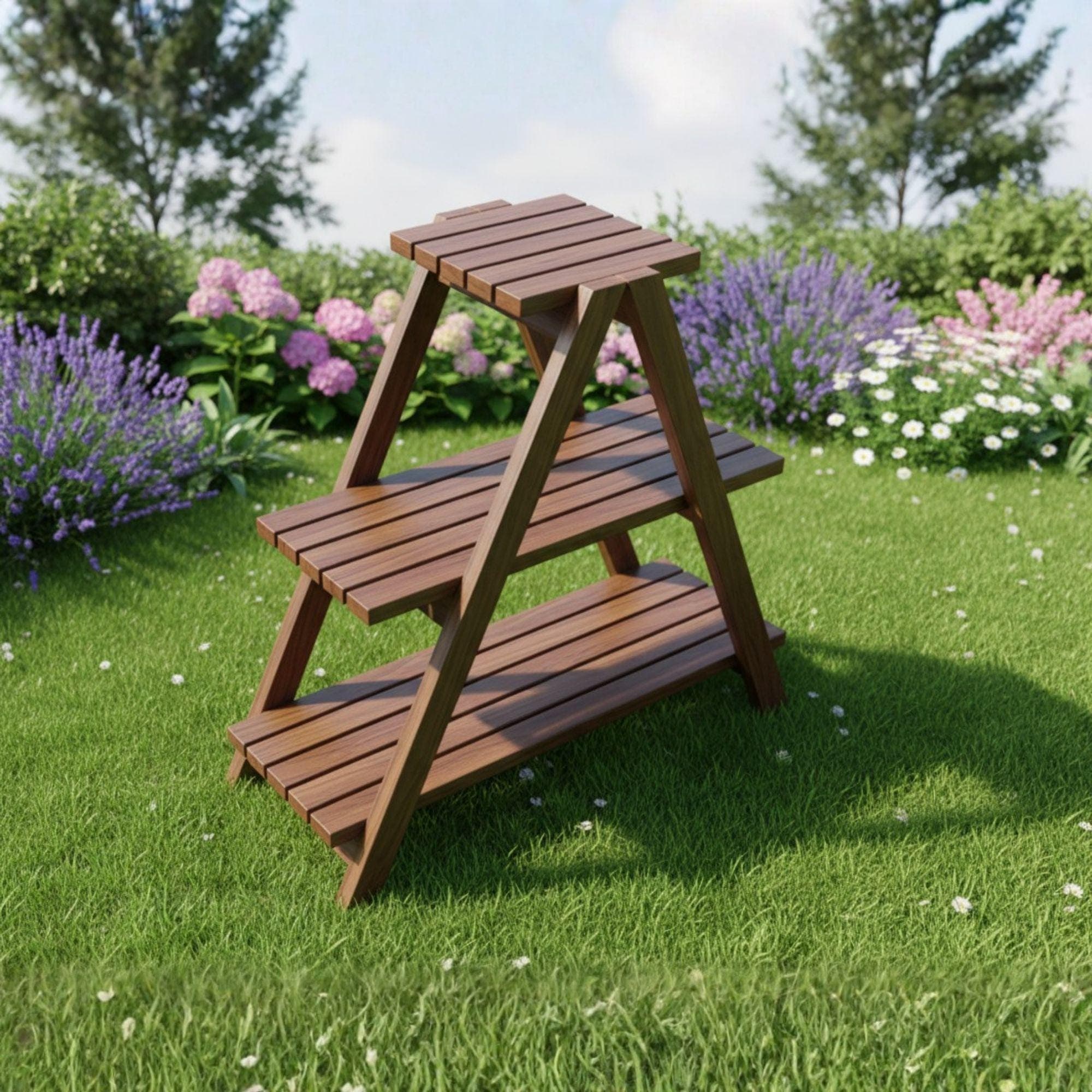 DIY Tiered Plant Stand Plans | A-Frame Wood Ladder Shelf Blueprint (Digital Download) - view 3