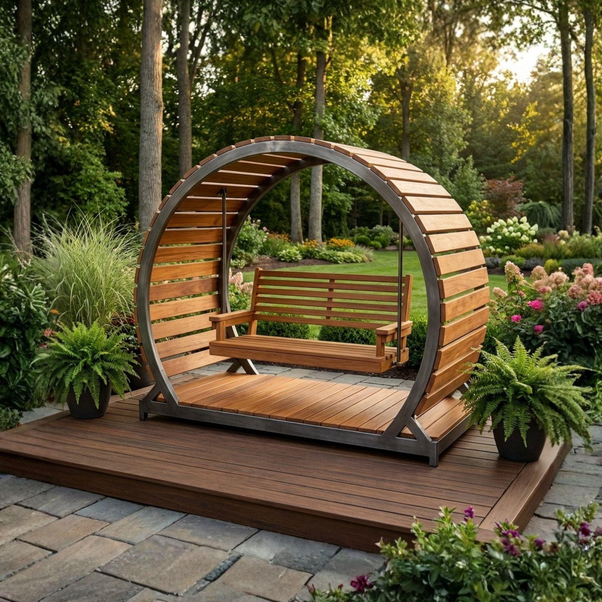 DIY Porch Swing Stand Plans | Circular Pergola Blueprint | Outdoor Patio Furniture Plans | Backyard Arbor Swing Build | Wood Canopy