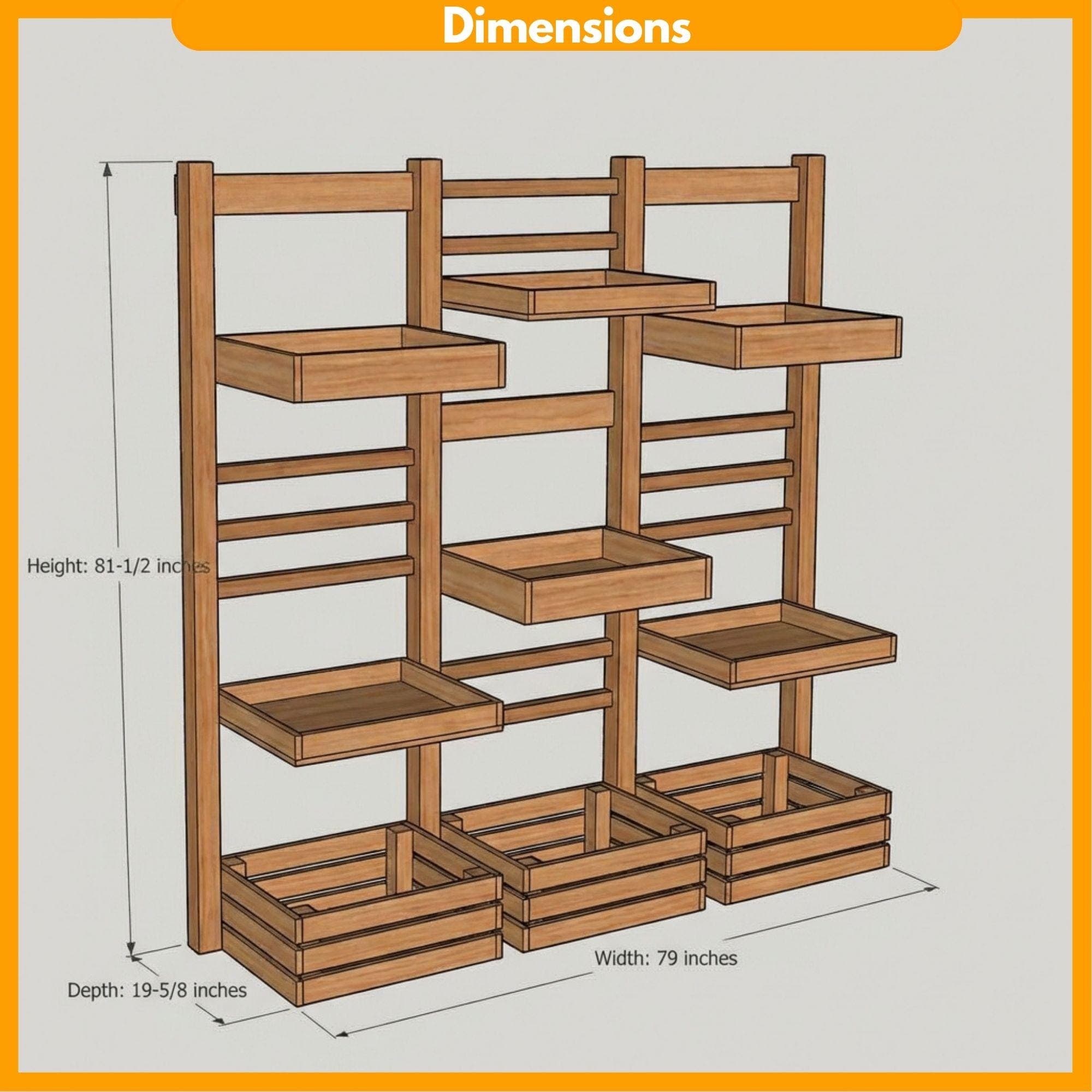 DIY Plant Stand Plans | Multi Tier Flower Pot Stand Blueprint |Outdoor Wooden Shelves PDF - view 2