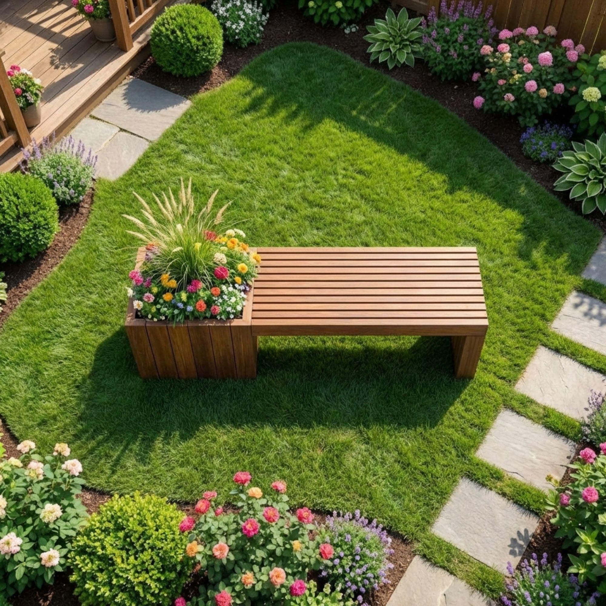 Modern Slatted Planter Bench Plans | Outdoor Seating Blueprint (PDF Download) - view 5