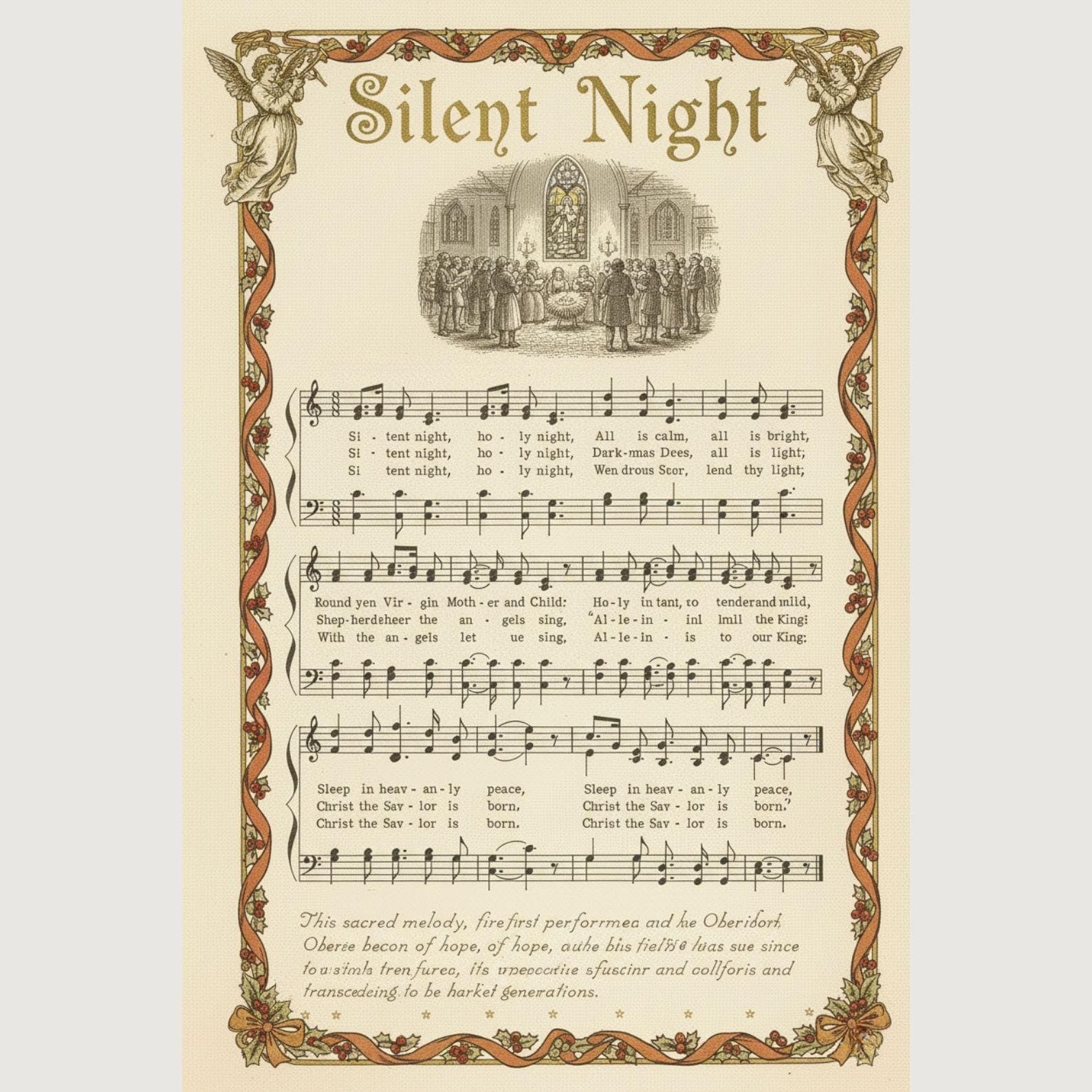 Vintage Christmas Carol Sheet Music Prints, Set of 5 (Digital Download) - view 3