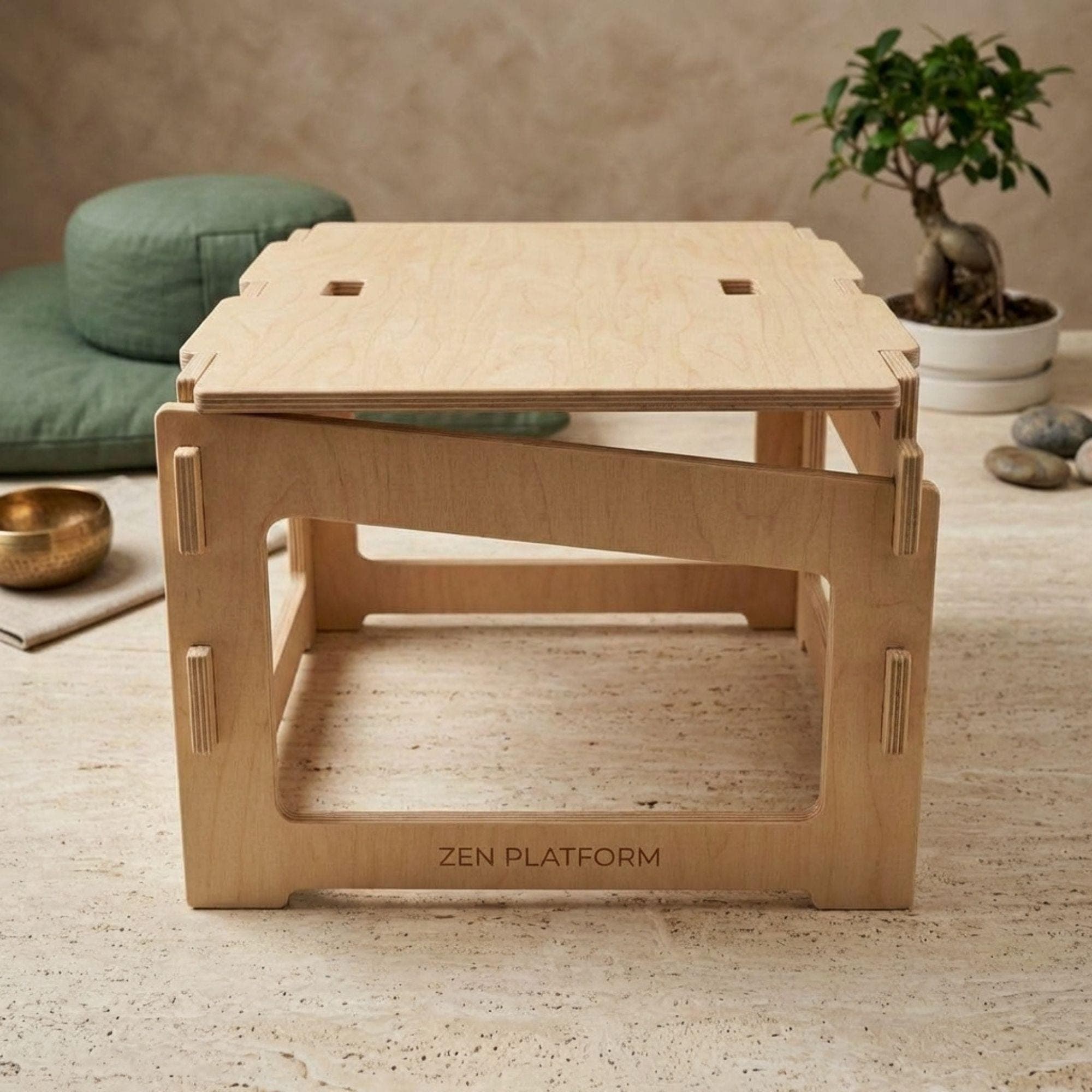 DIY Meditation Table Plans PDF | Wooden Zen Platform Blueprint | Ergonomic Yoga Bench | Slanted Floor Seating Stool - view 8