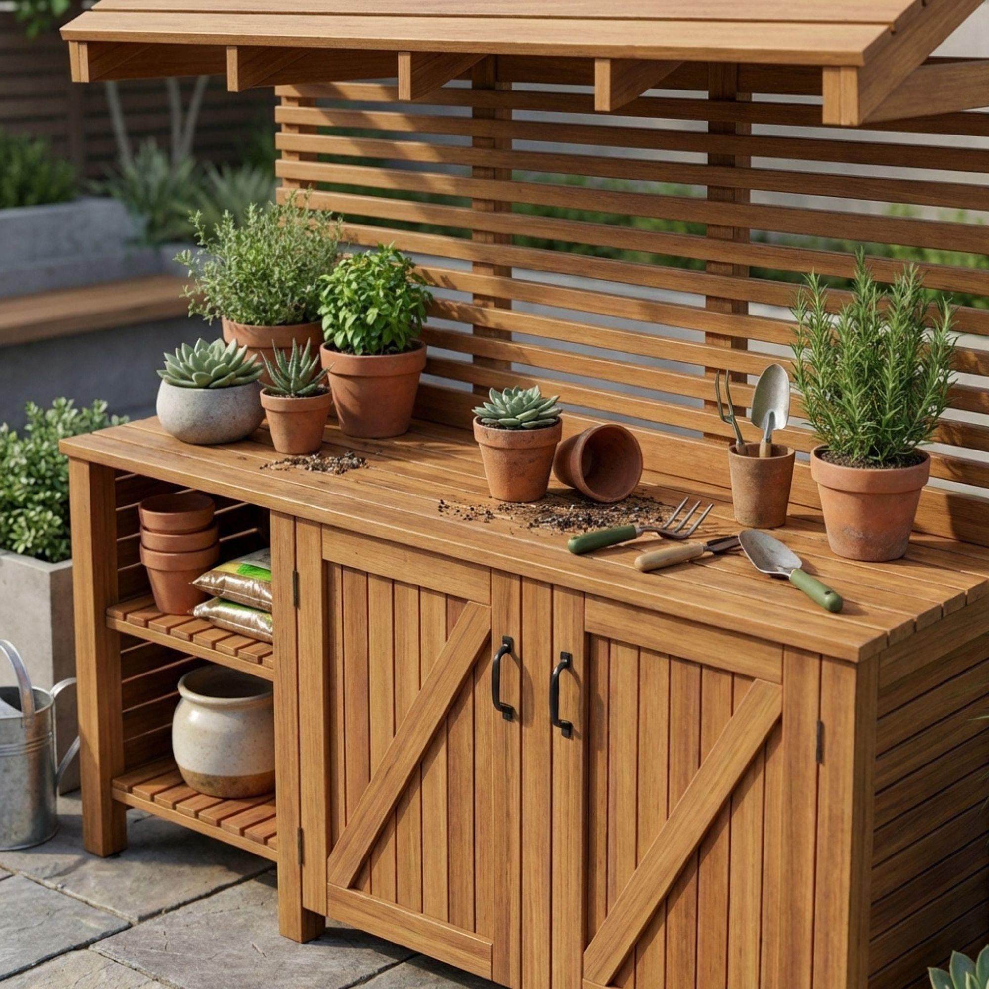 DIY Potting Bench with Storage Plans | Potting Station Blueprint | Garden Workbench PDF - view 5