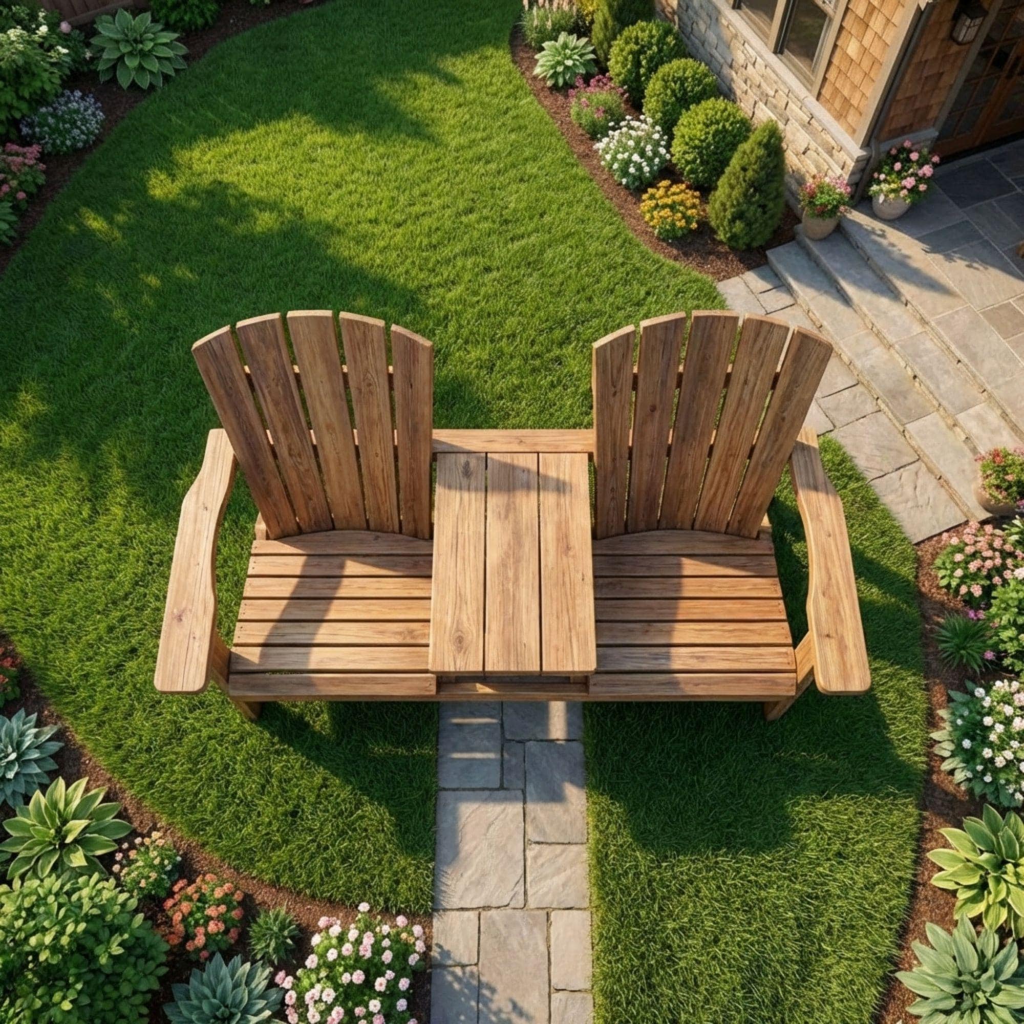 DIY Outdoor Double Chair Plans | Wooden Porch Furniture Blueprint | Double Seat Bench with Table PDF - view 5