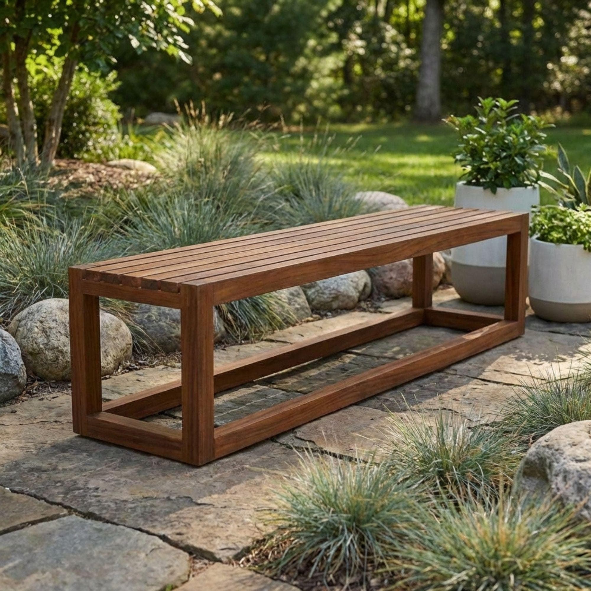 DIY Outdoor Bench Plans | Simple Wood Deck Bench Blueprint | Modern Backless Garden Seating PDF - view 5