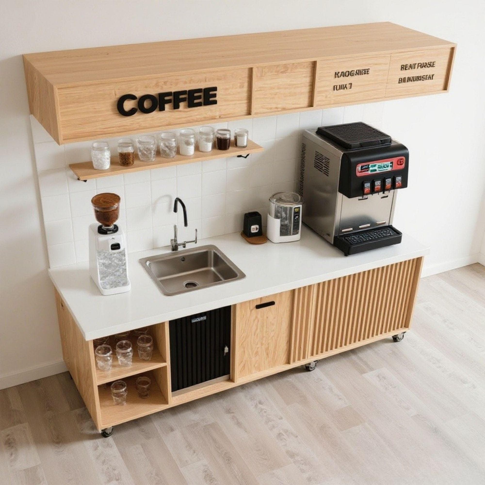 DIY Mobile Coffee Bar Plans with Ice Bin | Home Beverage Station (Digital PDF) - view 3