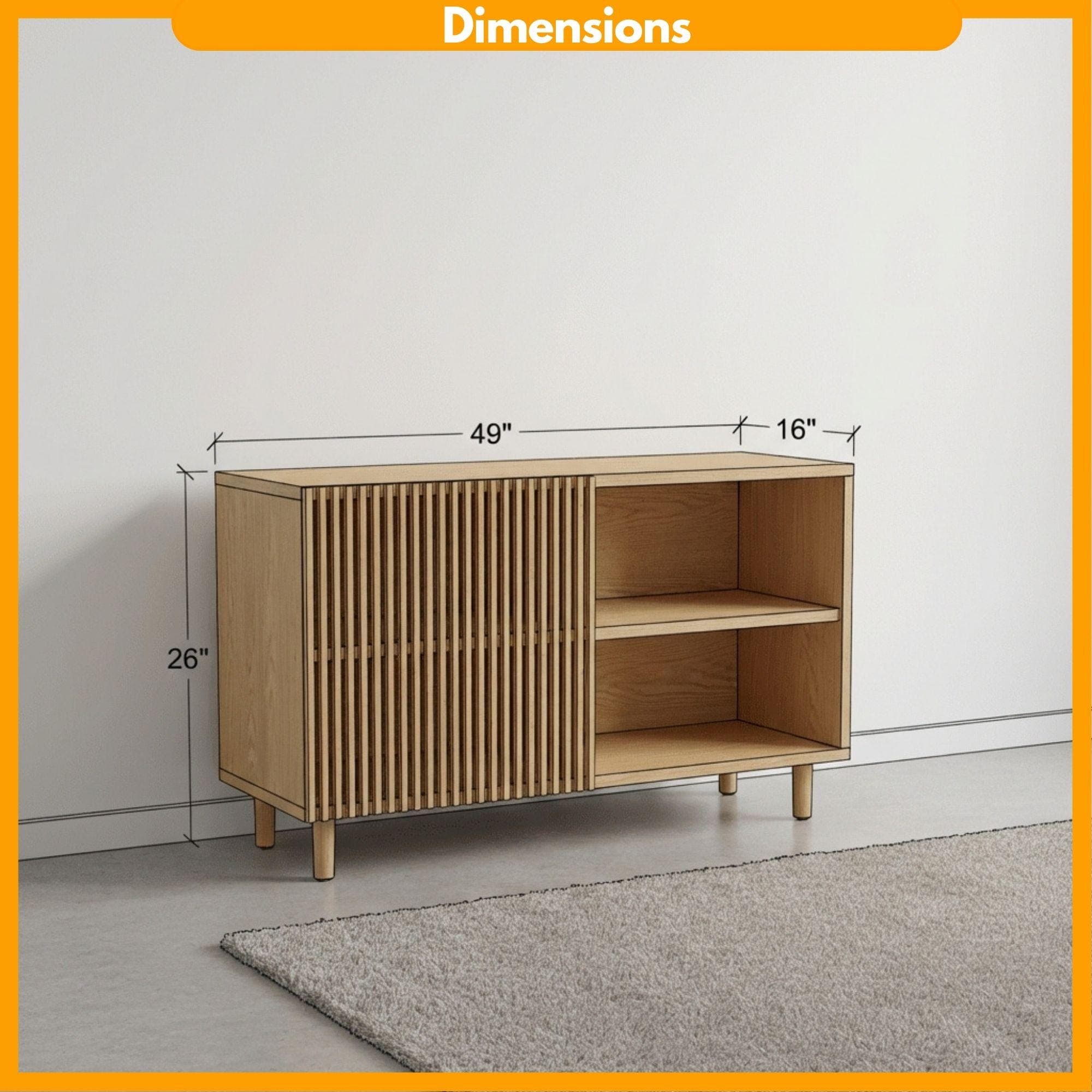 Modern Sideboard Plans | Slatted Door, Mid-Century Legs (Digital Download) - view 2