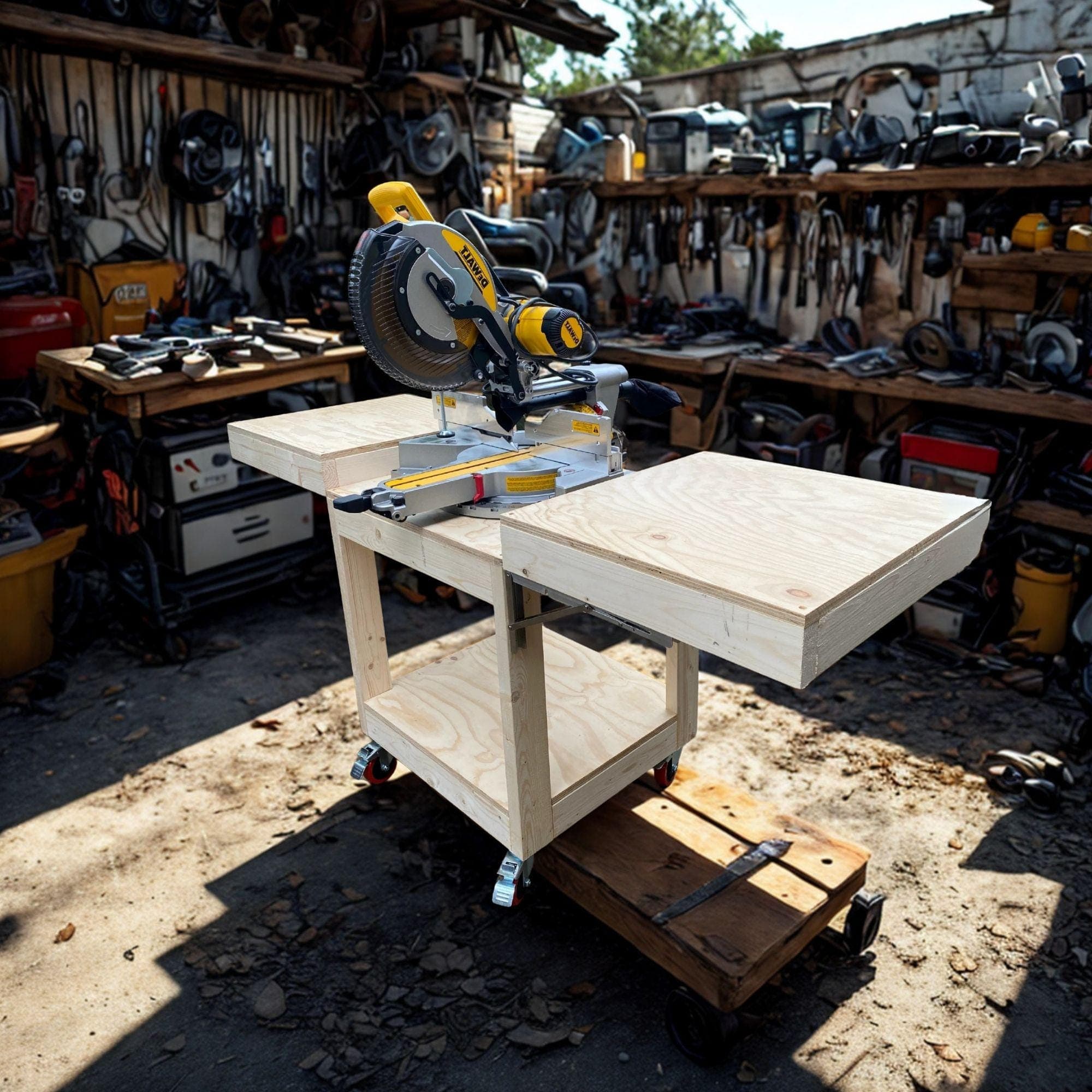 Mobile Miter Saw Station Plans: Flip Top Workbench with Wood Storage (PDF) - view 2