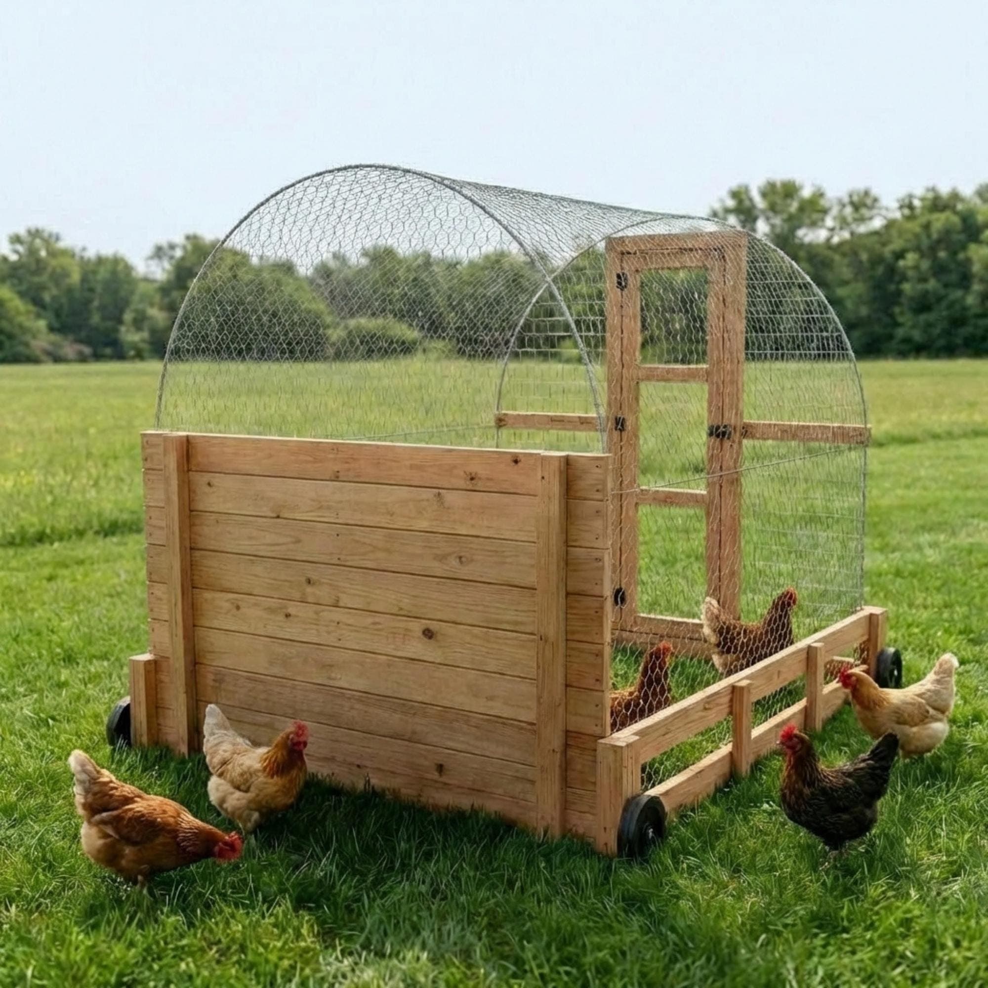 DIY Hoop Coop Chicken Tractor Plans PDF | Portable Poultry House on Wheels | Cattle Panel Mobile Coop Blueprint | Chicken Run Build Guide - view 7