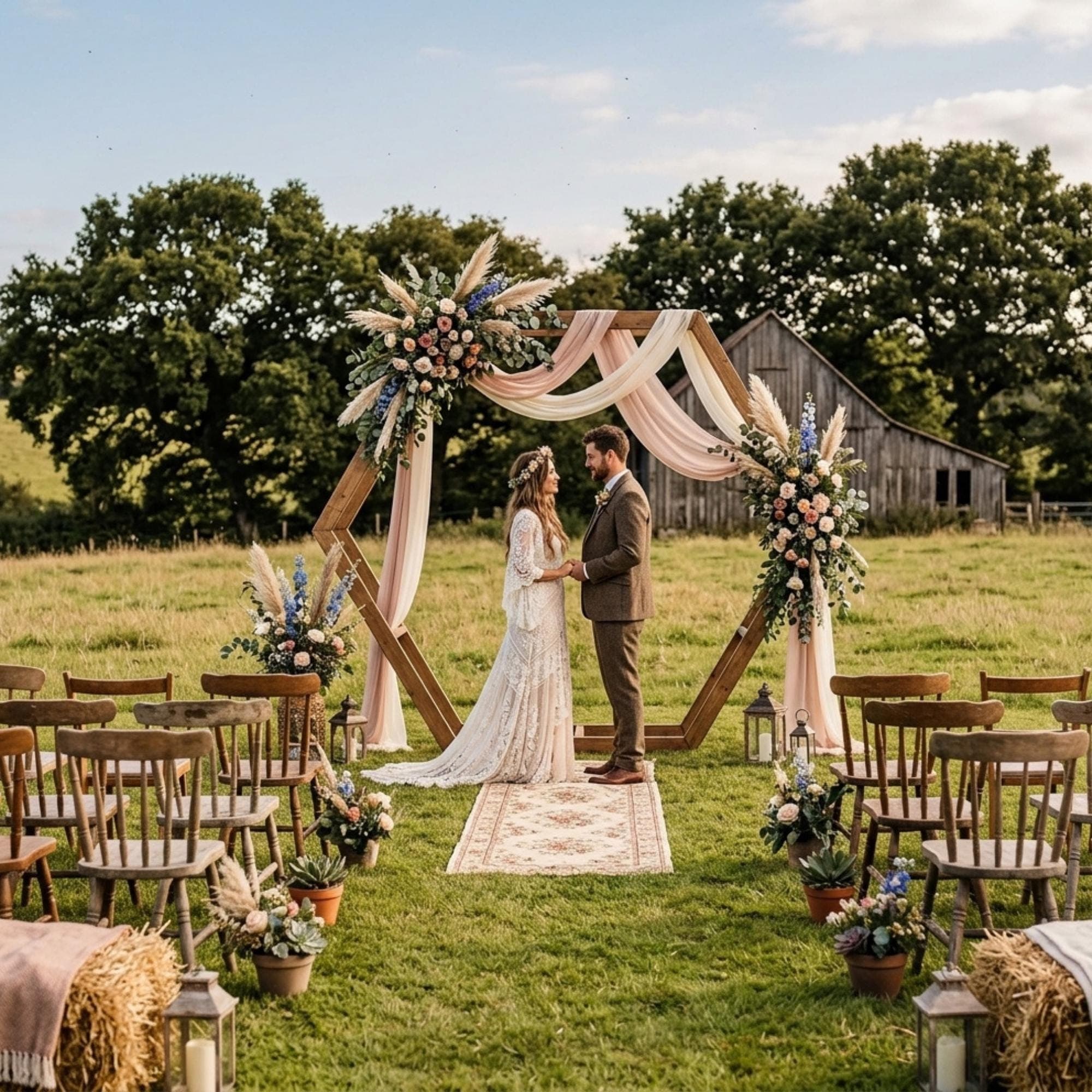 DIY Hexagon Wedding Arch Plans PDF | Portable Geometric Arbor Blueprint | Wooden Hexagonal Backdrop | Boho Ceremony Alter Woodworking - view 5
