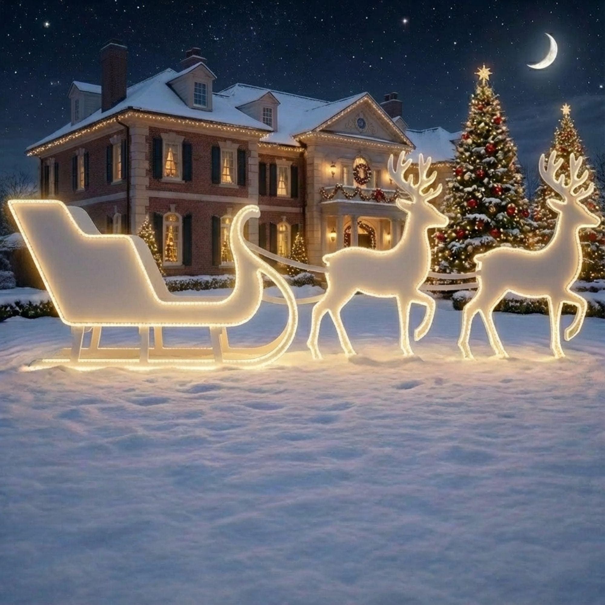 Life-Size Santa Sleigh & Reindeer Plans | 2D Plywood Template for Outdoor Christmas Decor | DIY Silhouette Pattern | PDF Woodworking - view 3