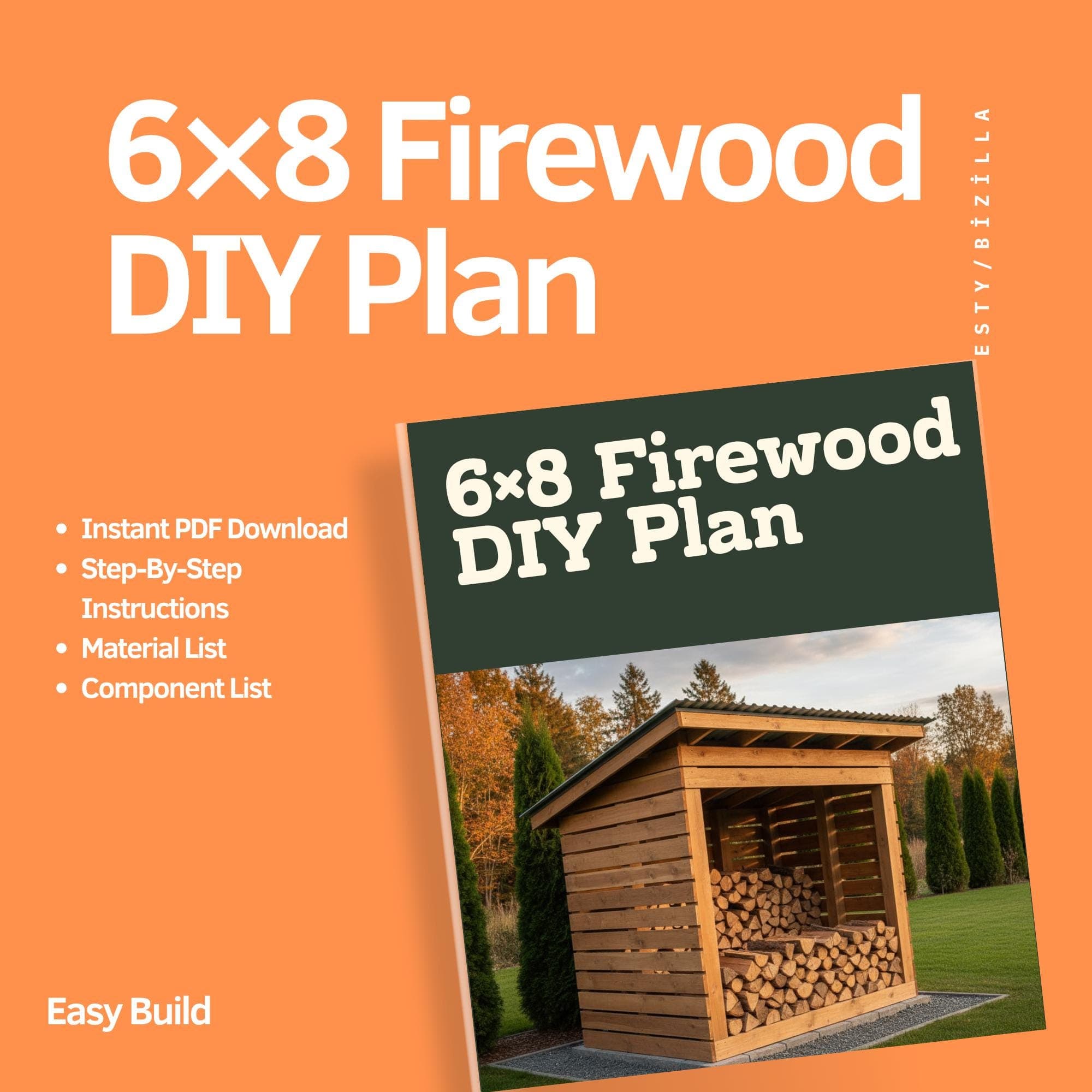 6x8 Firewood Shed Plans: DIY Wood Storage with Sloped Roof (PDF Download) - view 6